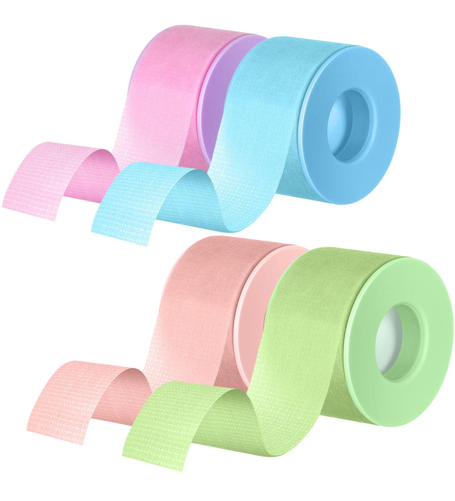 Breathable Microporous Lash Tape for Extensions - 4 Rolls, 0.98 inch x 3.9 Yard, Pink Blue Purple Green - Eyelash Extension Supplies - Buy Online on SooperMarket.com