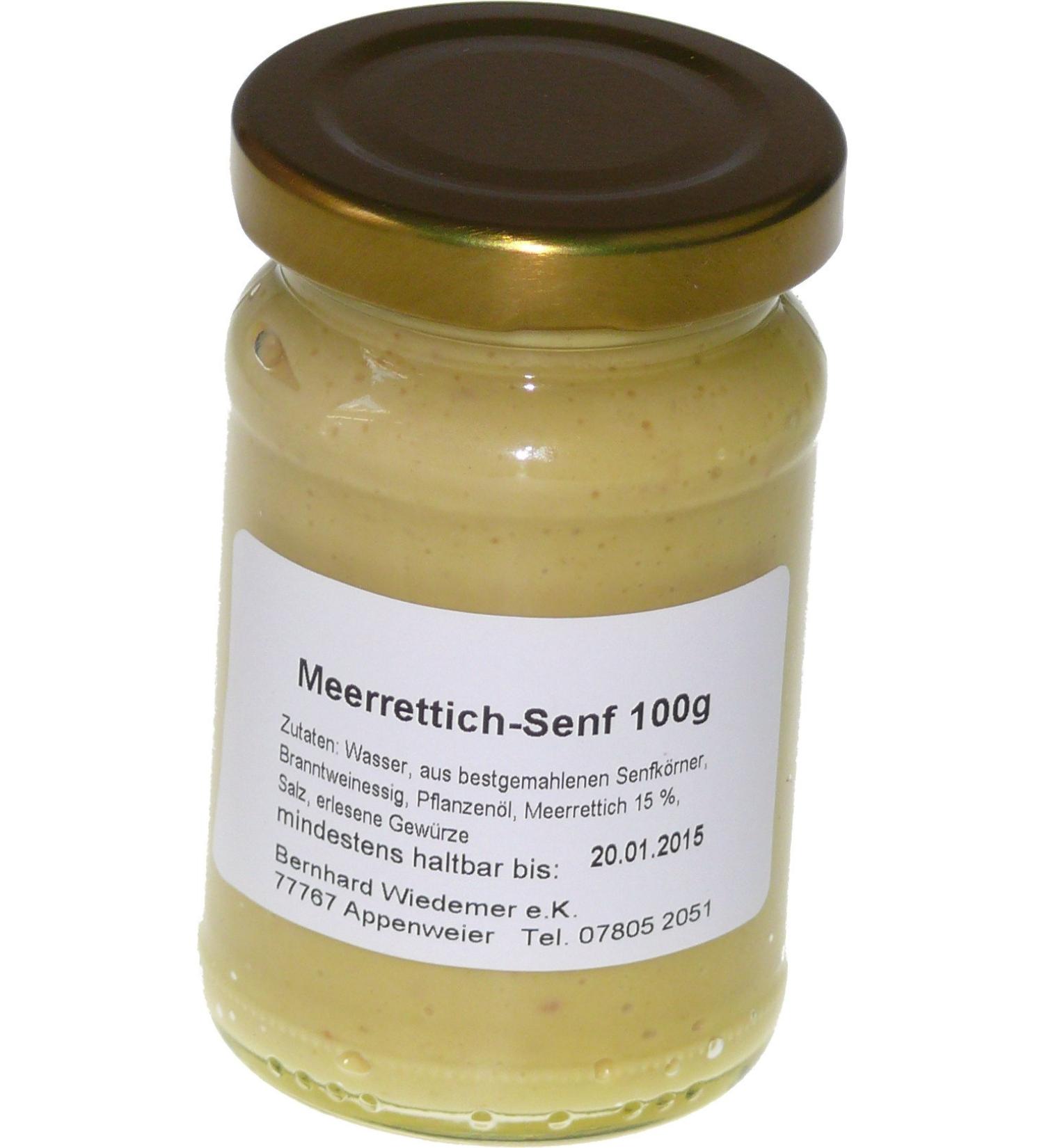 Wiedemer-spicy-sharp horseradish mustard from fresh preparation with selected natural ingredients-1 glass of 100g gourmet mustard for salad dressing sauce fish sausage tapels and much more.