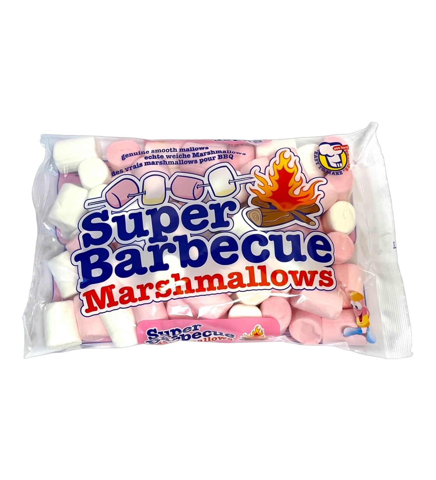Buy Mr. Mallo Super Barbecue Marshmallows - Pink & White Foam Sugar Candy (300g) for Grilling & Campfires - Soft Delicious Treats - Buy Online on SooperMarket.com