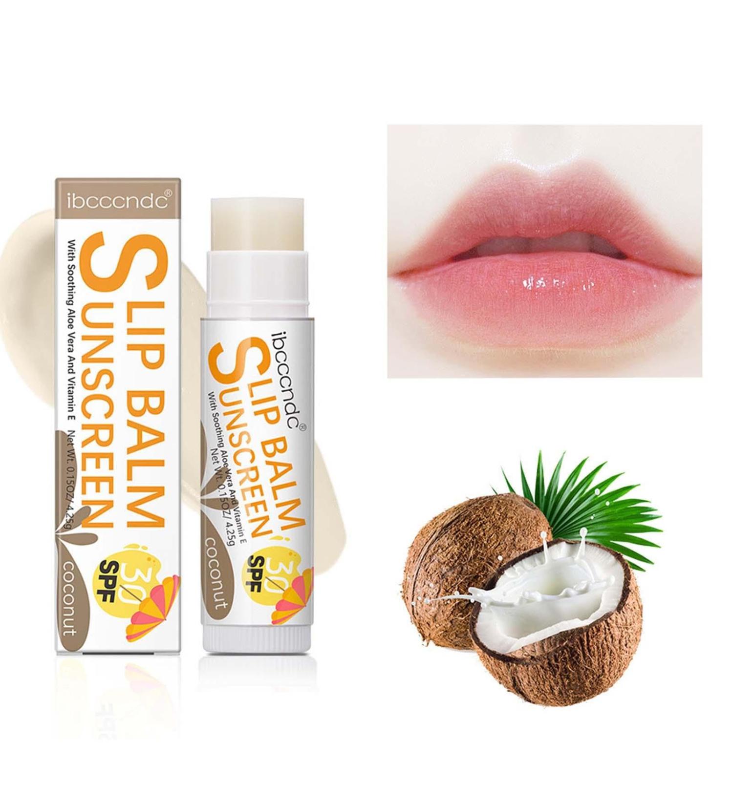 Chapstick with SPF 30 | Hydrating Lip Sunblock for Protects | Hydrating Lip Sunblock Lip Sunscreen Travel Size Sunscreen for Lips Lip Care Sun Protection Protects Soothes and Moisturizes Vesone #2 Coconut Flavor - Buy Online on SooperMarket.com
