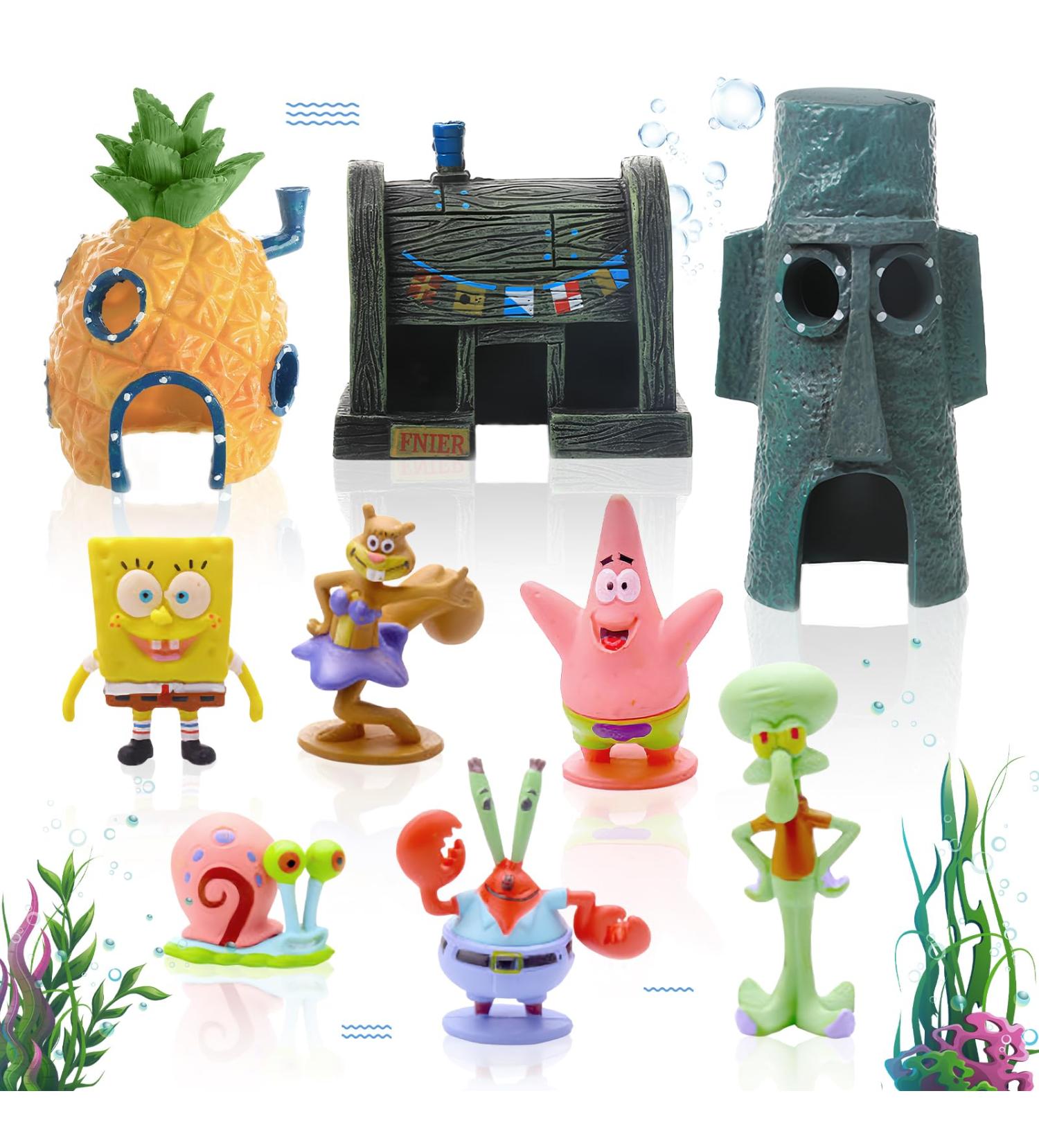 Atuvuta 9 PCs Spongebob Aquarium Deco | Underwater Aquarium Decoration | Aqua Ornaments & Landscape for Fischteich - Buy Online on SooperMarket.com
