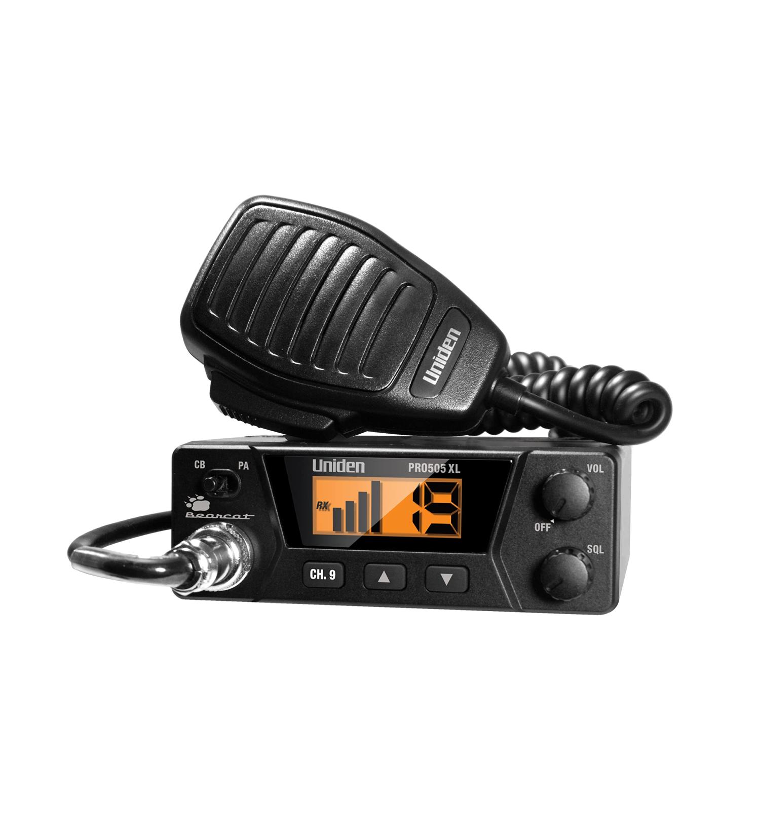 Uniden PRO505XL 40-Channel CB Radio - Compact Design, PA Function, Emergency Channel 9, External Speaker Jack, Large Display - Black - Buy Online on SooperMarket.com