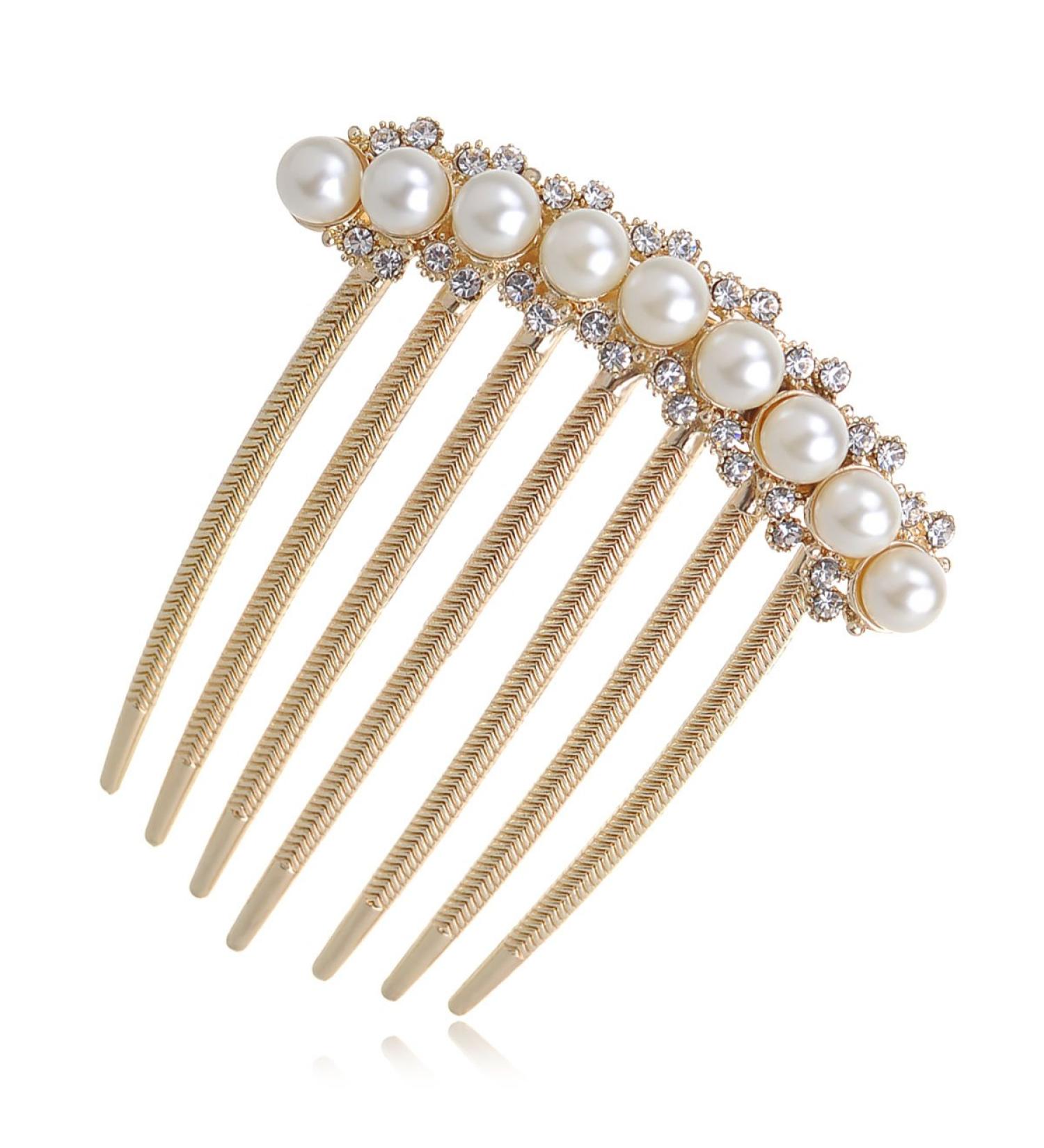 Ivory Pearl Crystal Wedding Bridal Hair Comb - Elegant Rhinestone Hairpin Accessory - Buy Online on SooperMarket.com