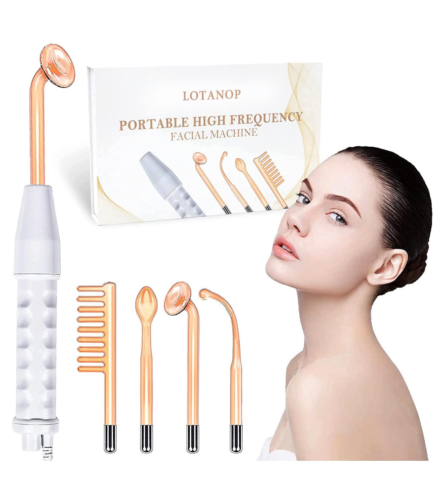 Portable High Frequency Facial Machine with 4 Glass Tubes - Handheld Home Face Skin Wand - Buy Online on SooperMarket.com