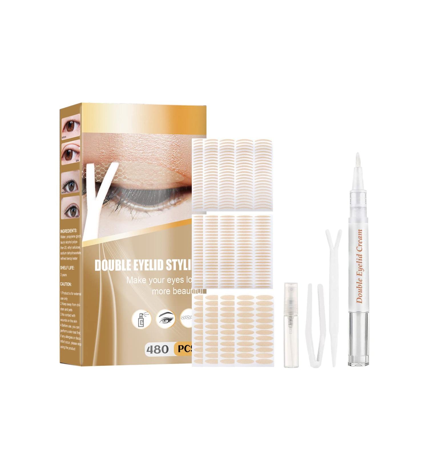 Double Eyelid Stickers 240 Pairs Invisible Double Eyelid Lift Tape Natural Invisible Single Side Eyelid Tape Stickers with Fork Rod & Tweezer Long-lasting Eyelid Stickers for Droopy Monolids - Buy Online on SooperMarket.com