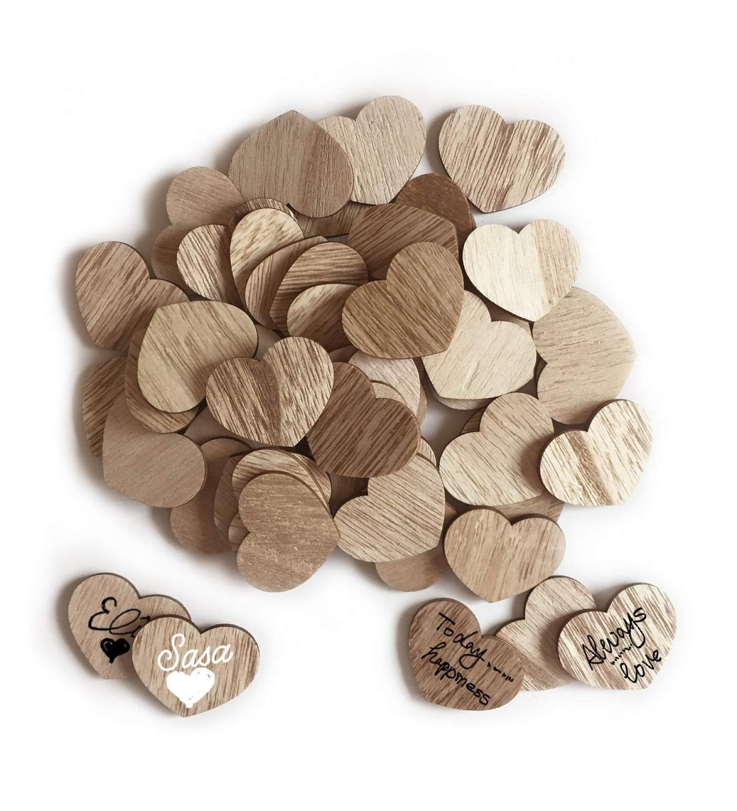 Y&K Homish Wooden Hearts Guest Book - Pack of 50 Blank Wood Signs for DIY Party Decor (Brown) - Buy Online on SooperMarket.com