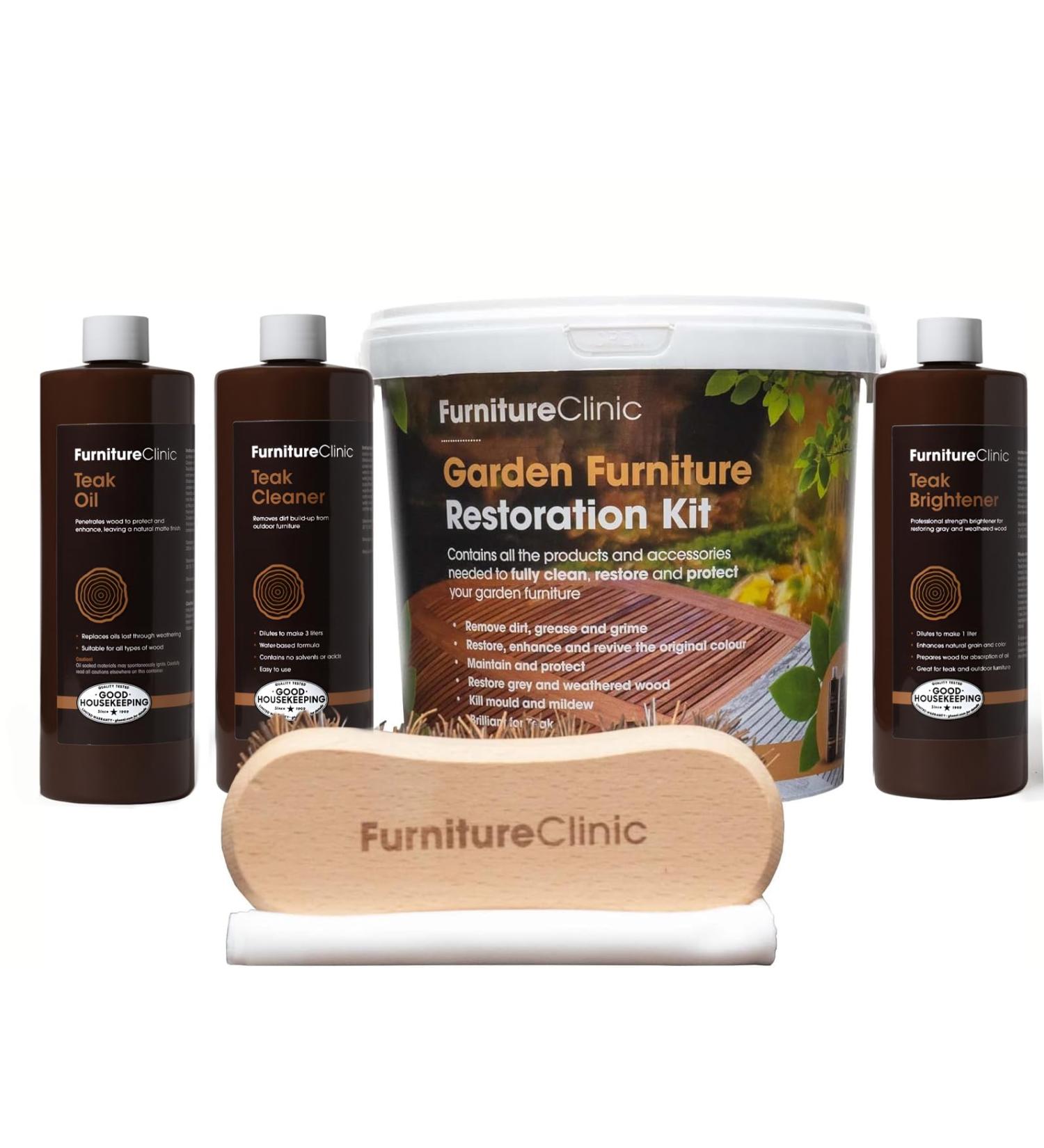 Furniture Clinic Garden Furniture Restoration Kit | Clean & Protect Outdoor Wood Patio Furniture - Teak & More - Buy Online on SooperMarket.com