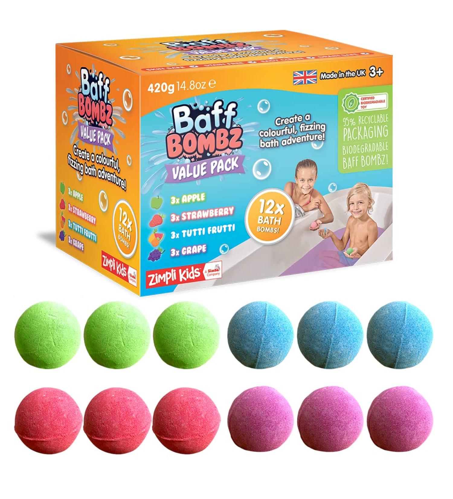 Zimpli Kids Bath Bombs - Children's Baff Fizzers Gift Set | Gentle, Skin Safe, Biodegradable - Buy Online on SooperMarket.com