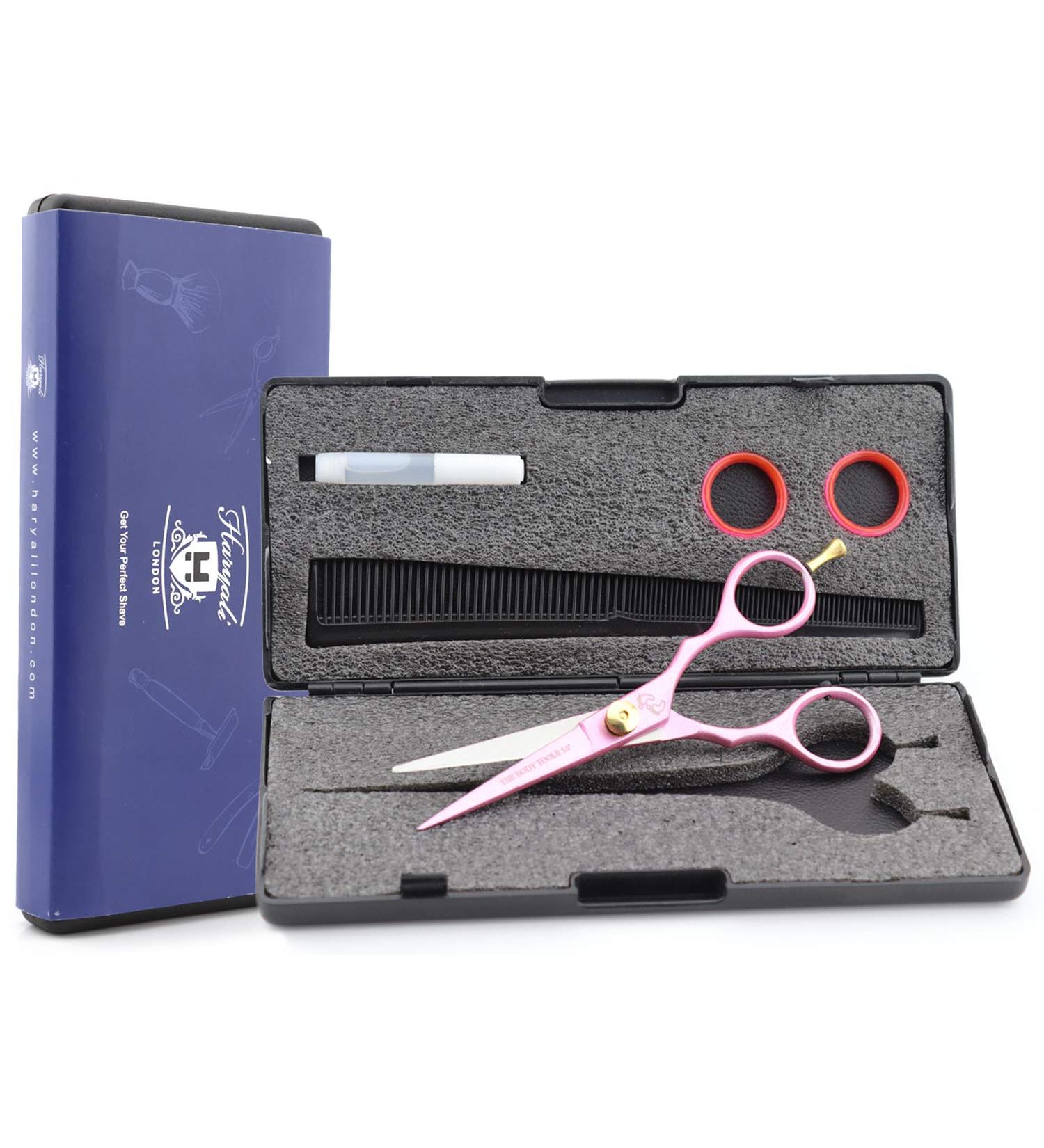 Haryali London Professional 5.5 Hairdressing Scissors for Men and Women - Hair Cutting Shears with Adjustable Screw and Comb Pink - Buy Online on SooperMarket.com
