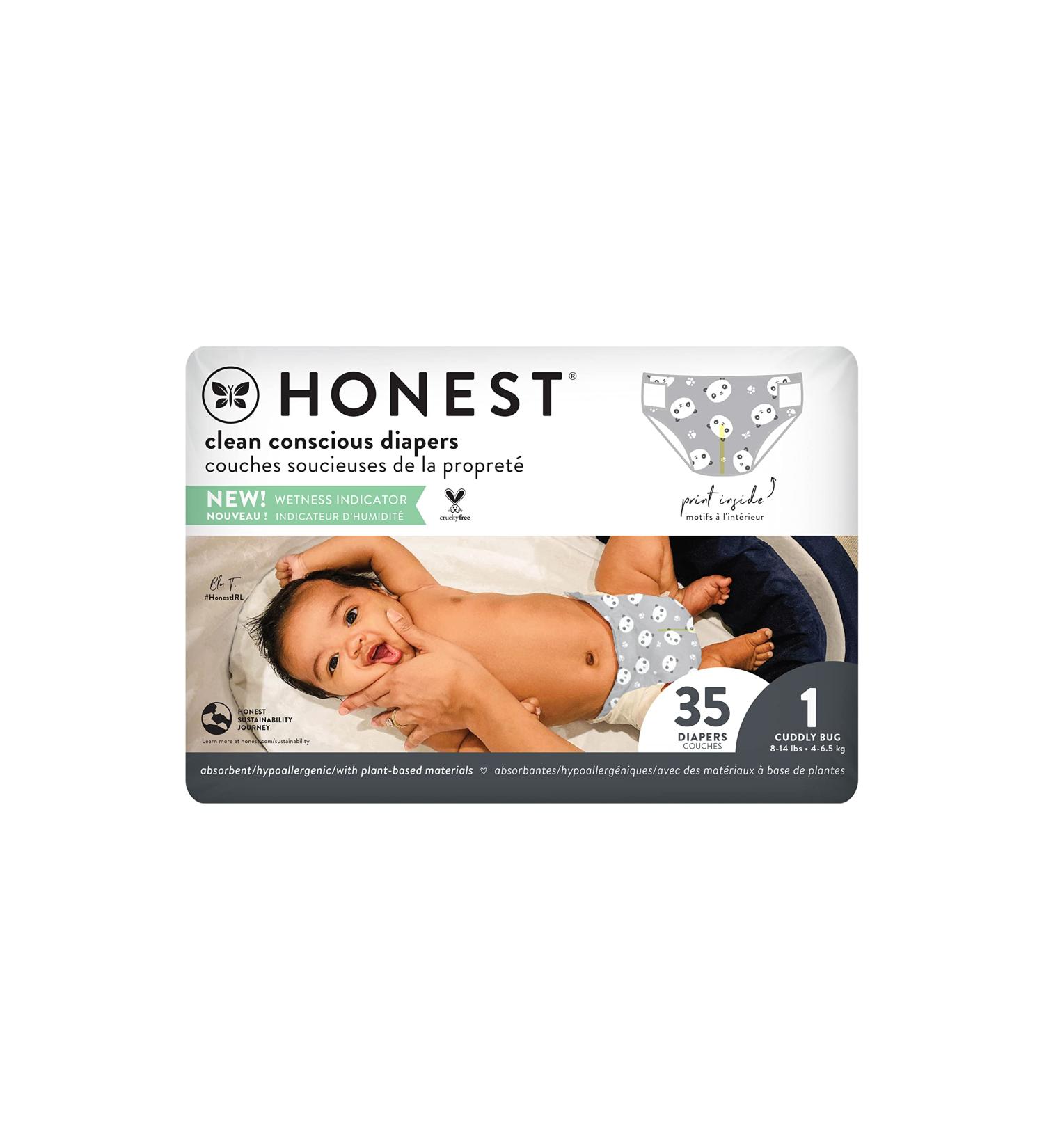 THE HONEST COMPANY Pandas Size 1 Diapers, 35 CT