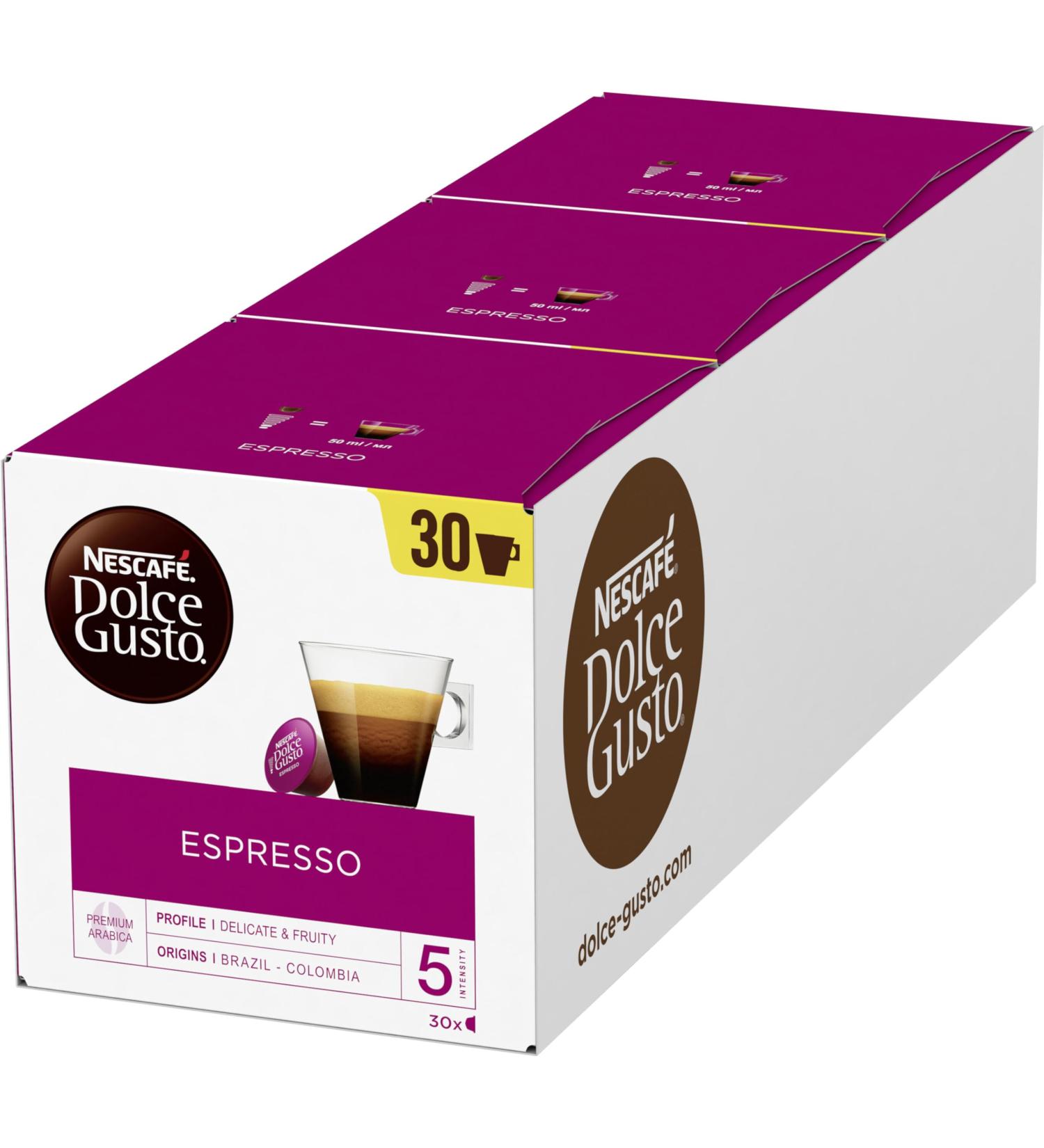 Nescaf Dolce Gusto Espresso XXL supply box 90 coffee capsules 100% noble Arabica beans characterful espresso fruity pomegranate note aroma sealed capsules 3x30 capsules) coffee 1 piece (3 Pack)