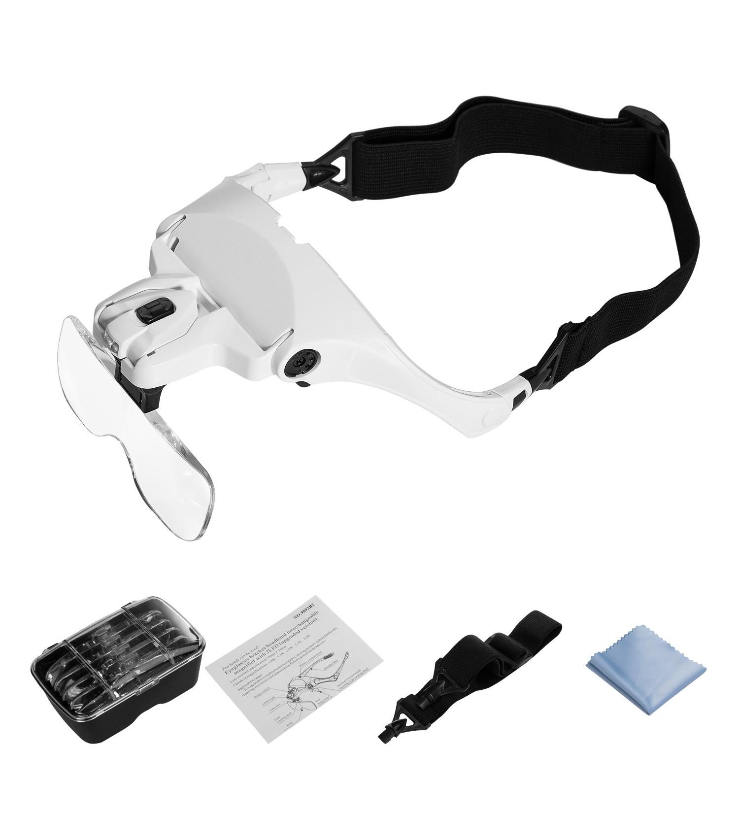 Joybest Headband Magnifier with LED Light - Handsfree Magnifier Glasses for Reading, Jewelry Loupe, Watch Repair, Sewing & More - Includes 5 Replaceable Lenses - Buy Online on SooperMarket.com