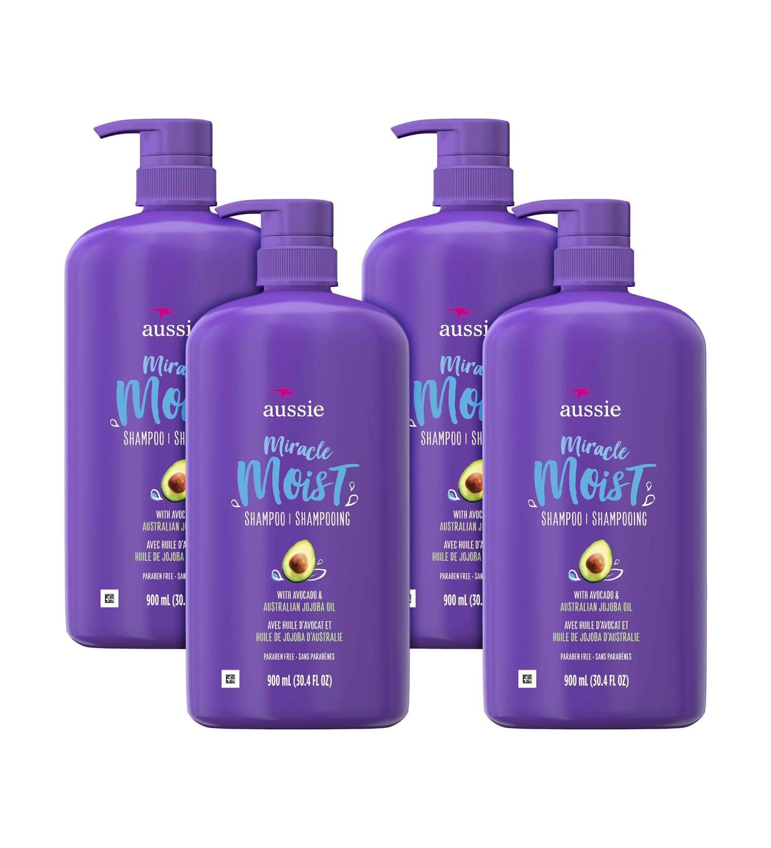 Aussie Paraben-Free Miracle Moist Shampoo 30.4 fl oz - Pack of 4 - Avocado & Jojoba for Dry Hair - Buy Online on SooperMarket.com