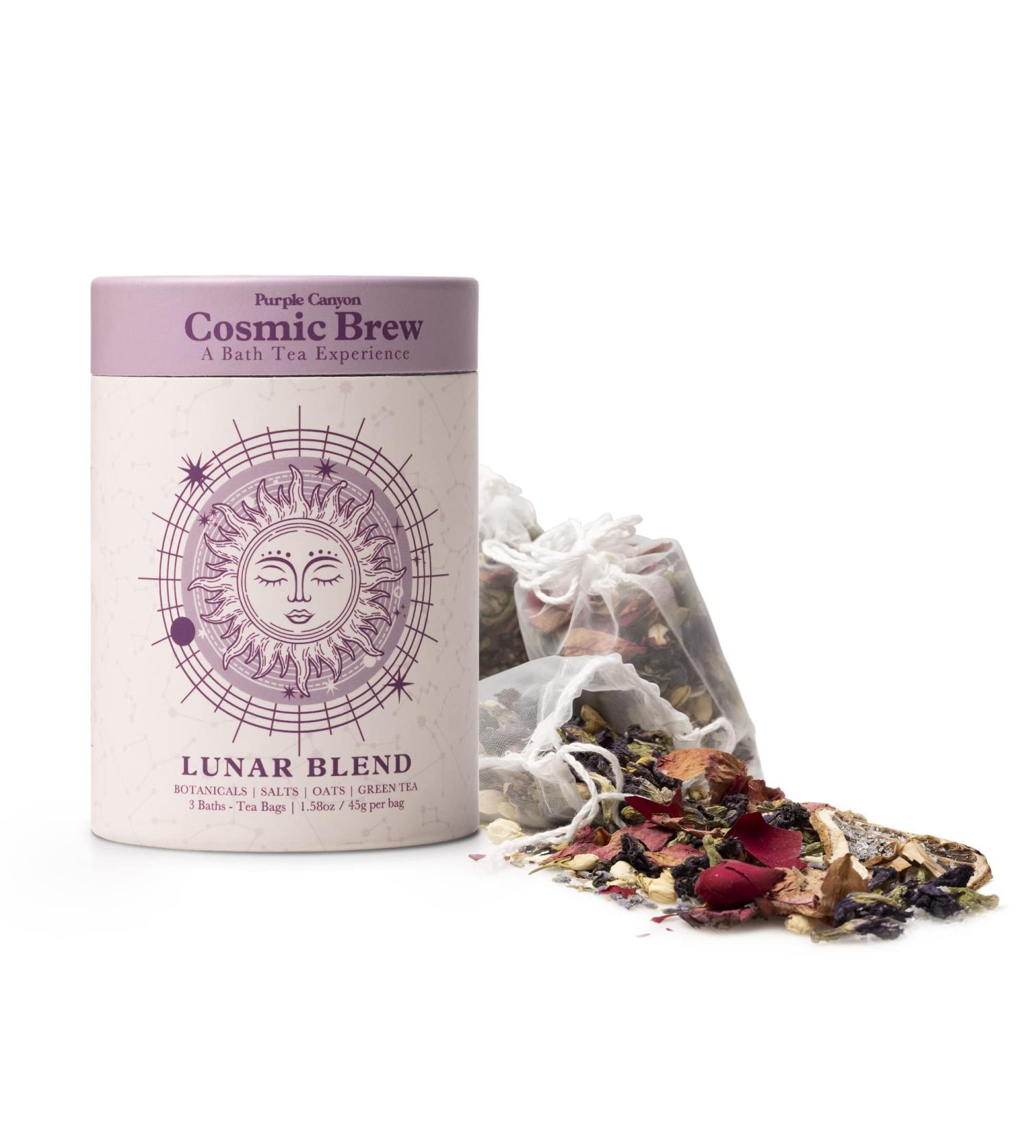 Lunar Blend Bath Tea by Purple Canyon: Lavender, Green Tea, Epsom Salt & Essential Oils | 3 Relaxing Bath Soaks | Skin Care Gifts for Women - Buy Online on SooperMarket.com