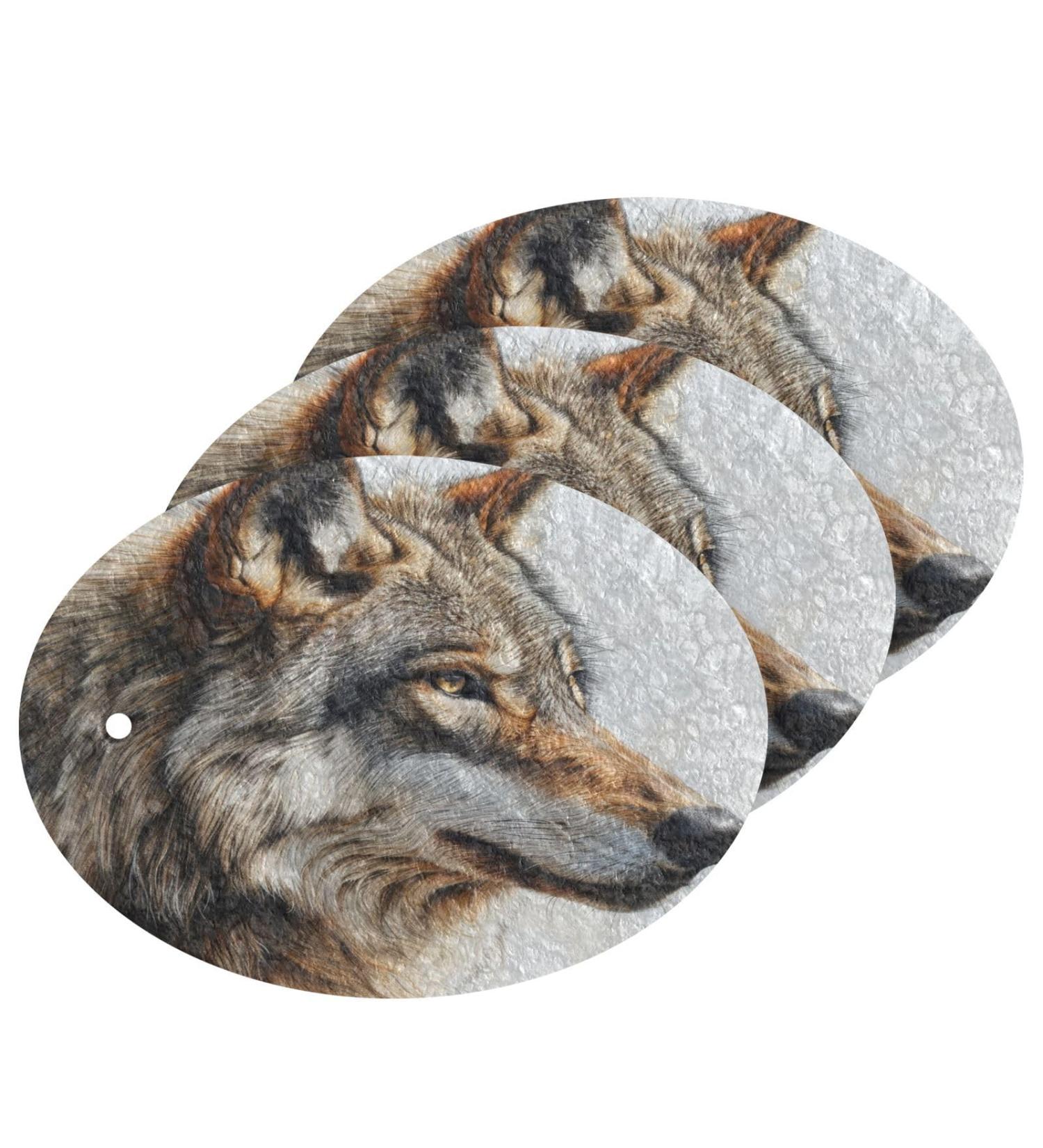 Kigai Sketch Wolf Scrubbing Sponge 3 Packs Reusable Dish Wash Scrub Sponge Clean Stubborn Oil Stains Anti-Scratch Cleaning Sponge for Kitchen Tableware - Buy Online on SooperMarket.com
