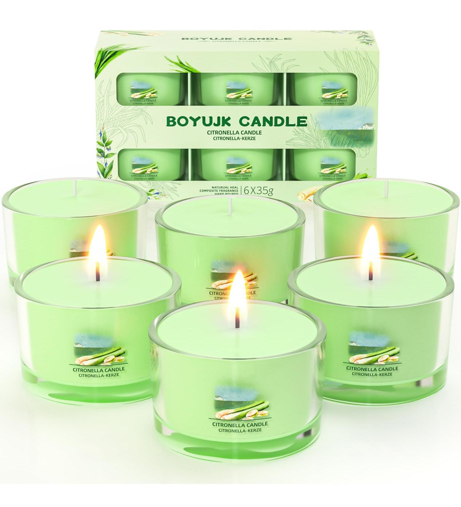 Citronella Candle Set - 6 Natural Soy Wax Candles for Outdoor Use | 12 Hours Burn Time | Perfect for Garden Camping & Picnics - Buy Online on SooperMarket.com