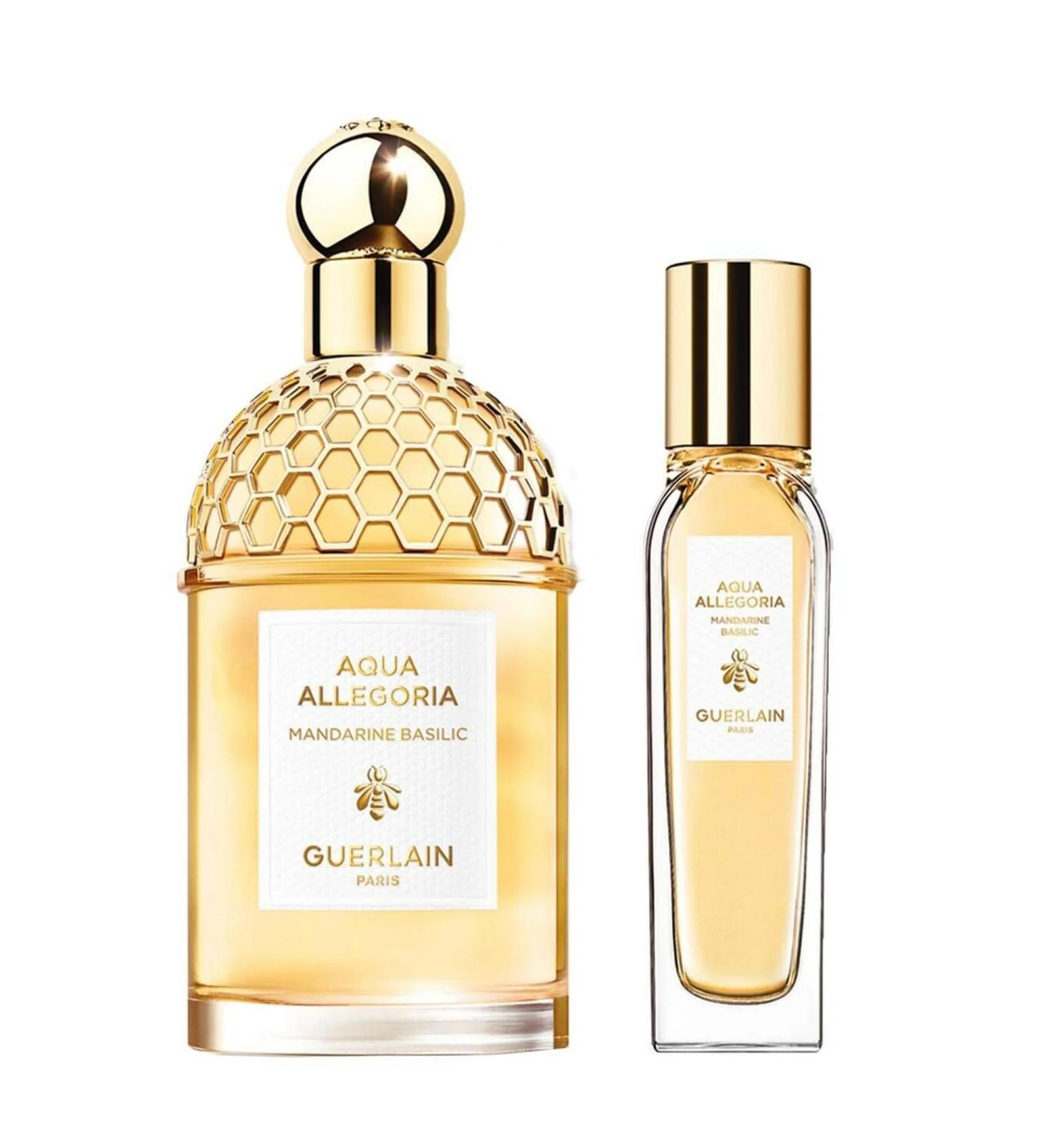 Guerlain Aqua Allegoria Mandarine Basilic Travel Set for Women Eau De Toilette Spray 4.2 Oz + Purse Spray EDT 0.5 Oz