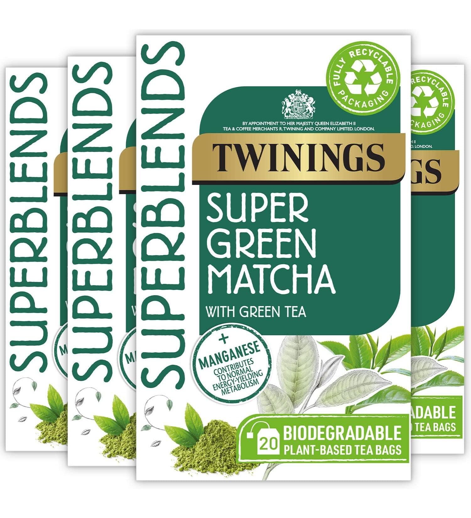 Twinings Superblends Matcha Green Tea - 20 Teabags | Energizing and Antioxidant-Rich Blend - Buy Online on SooperMarket.com