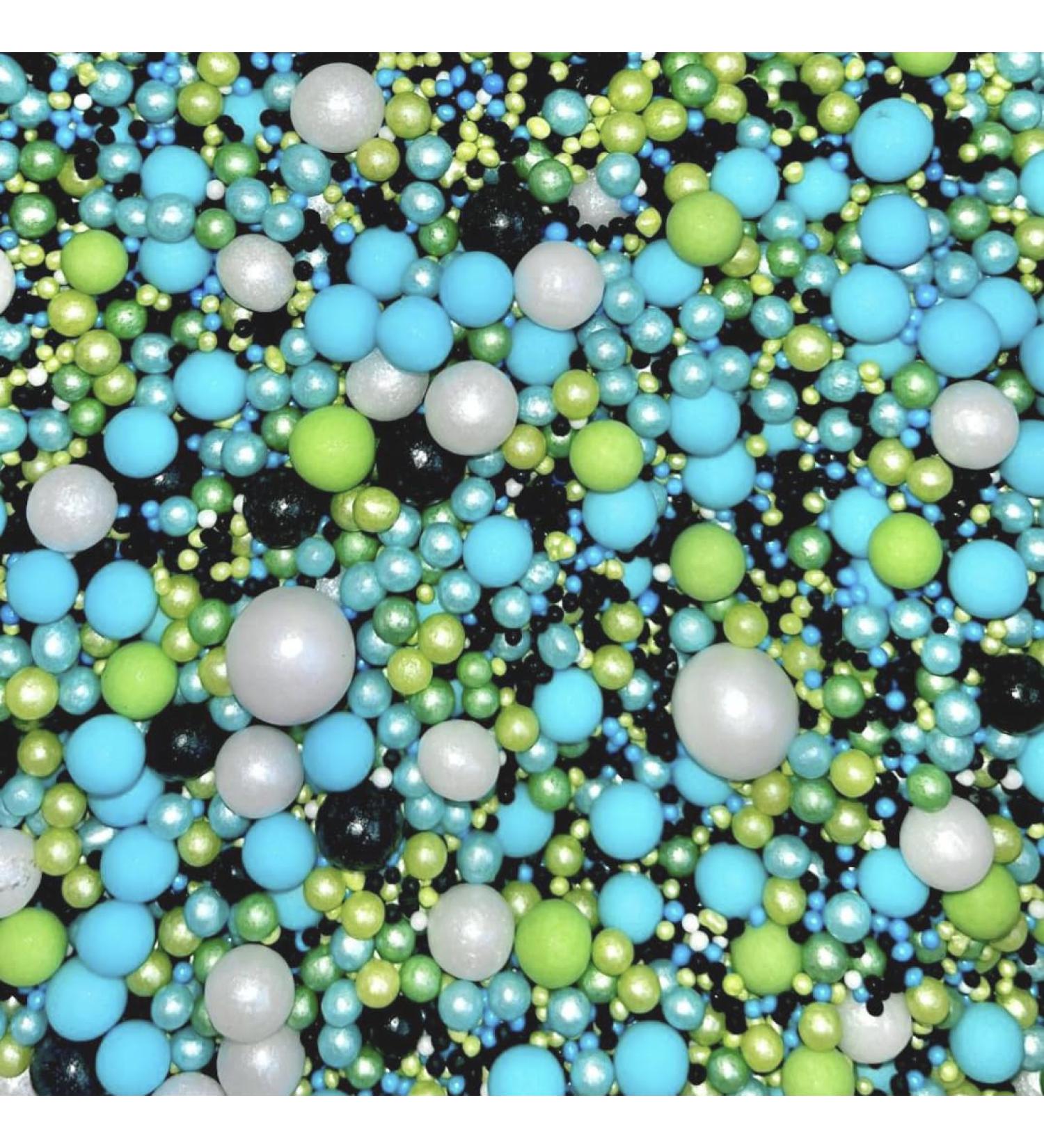 Blue green black metallic chocoballs sprinkles for halloween or birthday edible cupcake cake toppers biscuits pearls decoration 100s 1000s bright party baking HAUNTED HOUSE