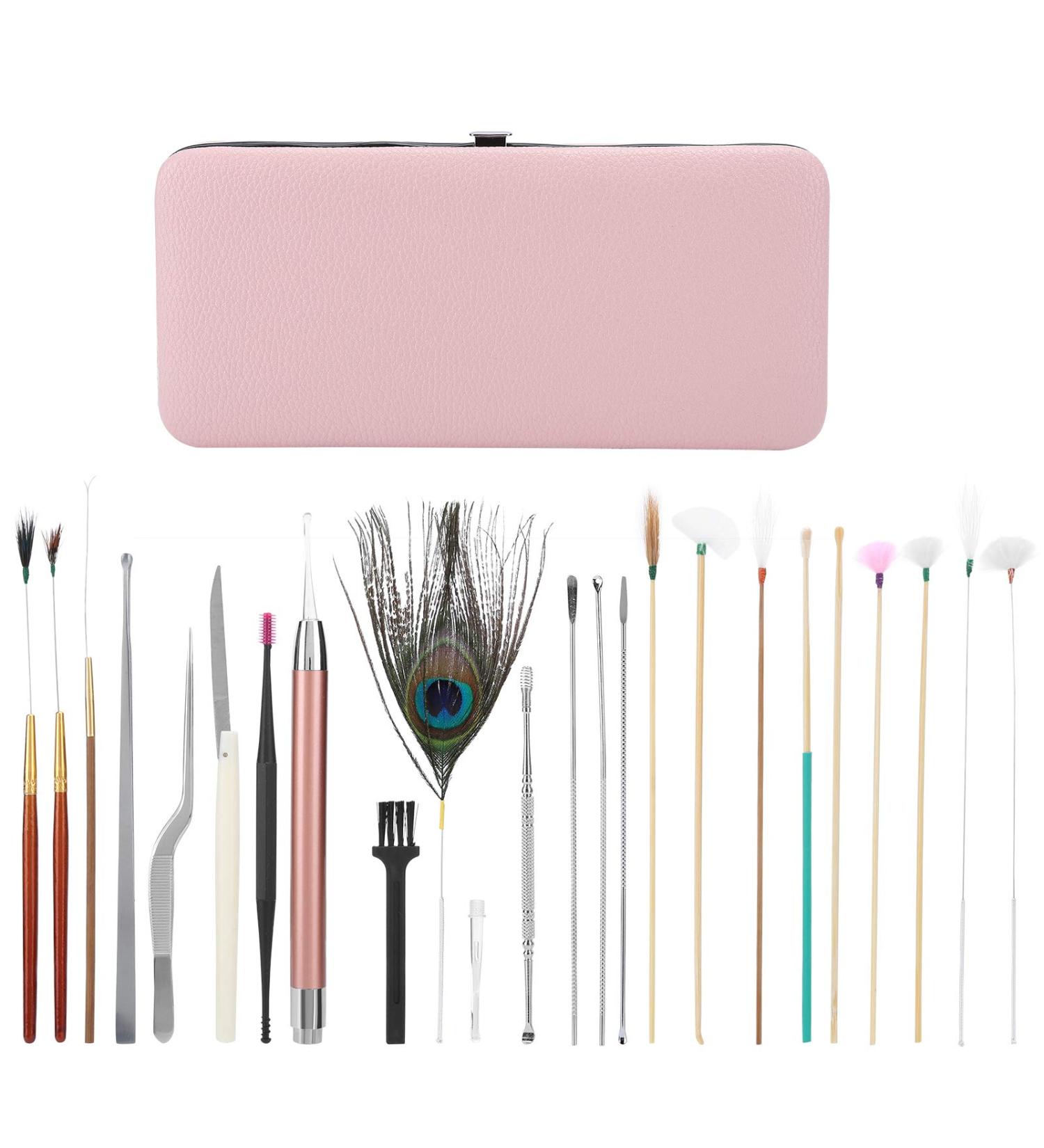 23Pcs Stainless Steel Double Headed Ear Spoons Set - Ear Wax Removal Tool with Spiral Tips for Ear Care - Cherry Powder Ear Picking Set - Buy Online on SooperMarket.com