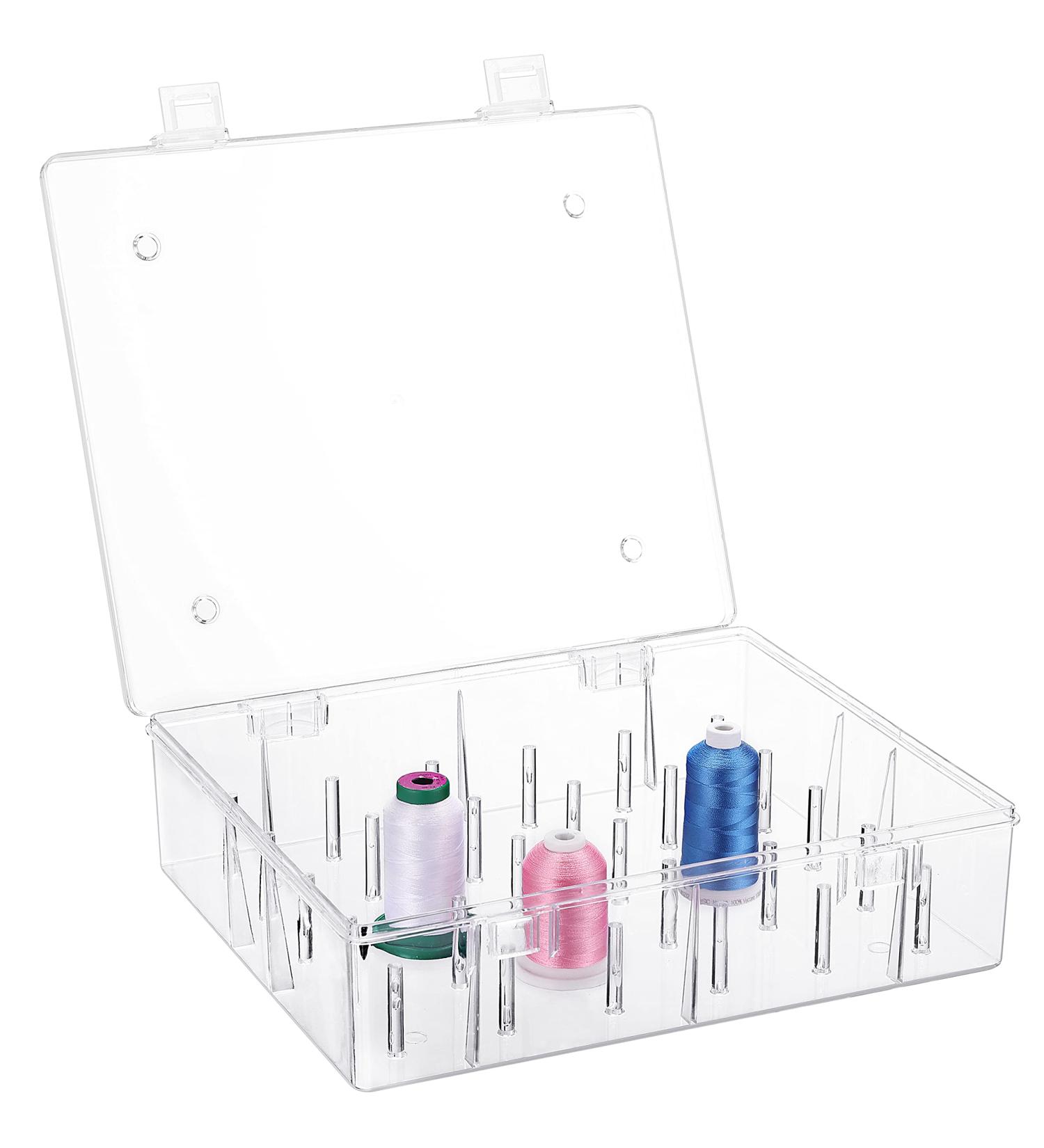 New brothread Tall & Clear Storage Box/Organizer for 30 Spools - Embroidery & Cotton Thread Holder Compatible with Isacord, Floriani, Madeira, Glide - 1X30 - Buy Online on SooperMarket.com