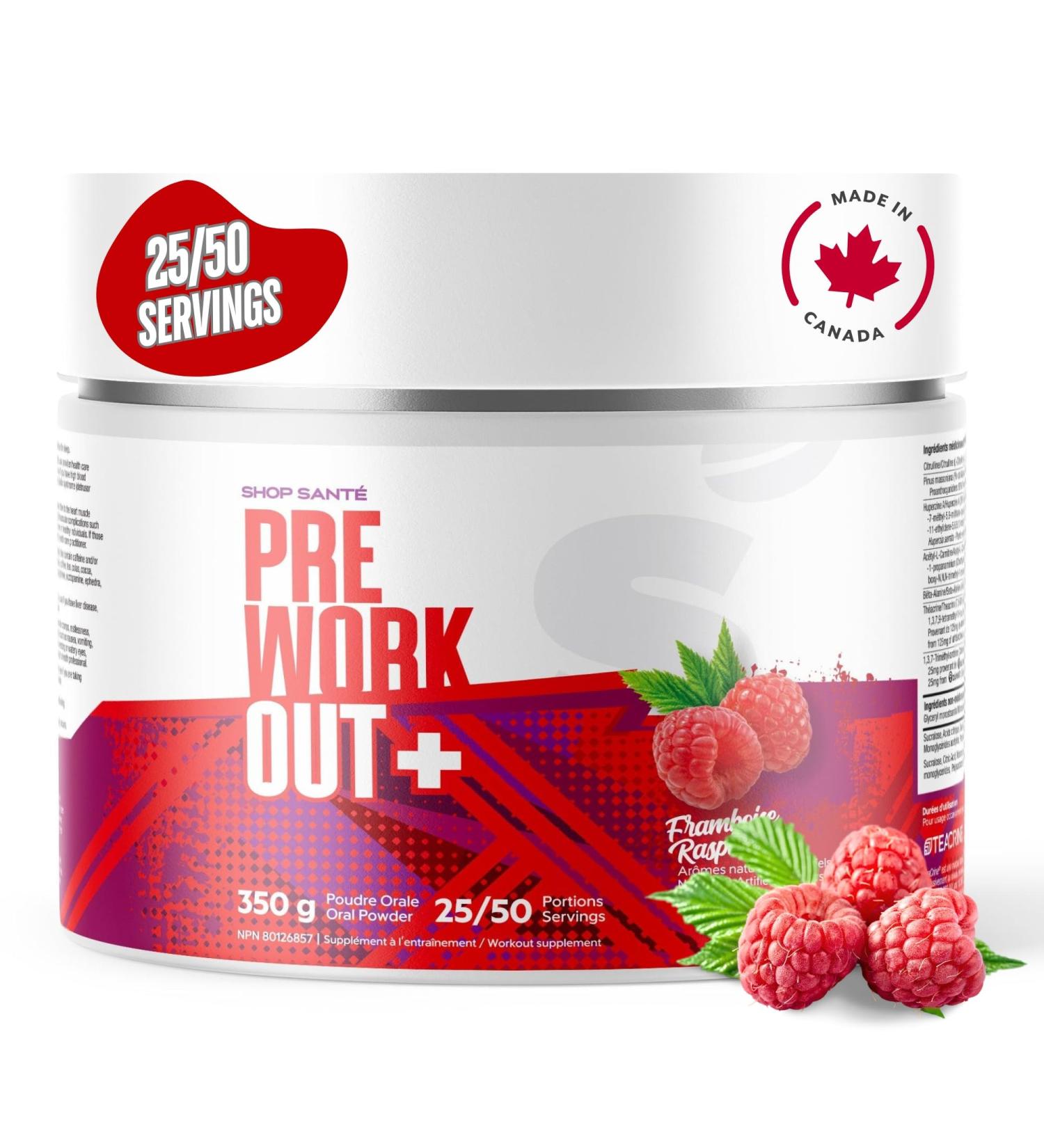Shop Sante Pre Workout Plus Preworkout Energy Powder 150mg Caffeine Citrulline Beta Alanine Sports Drink Supplement for Men and Women 50 servings - Raspberry - Buy Online on SooperMarket.com