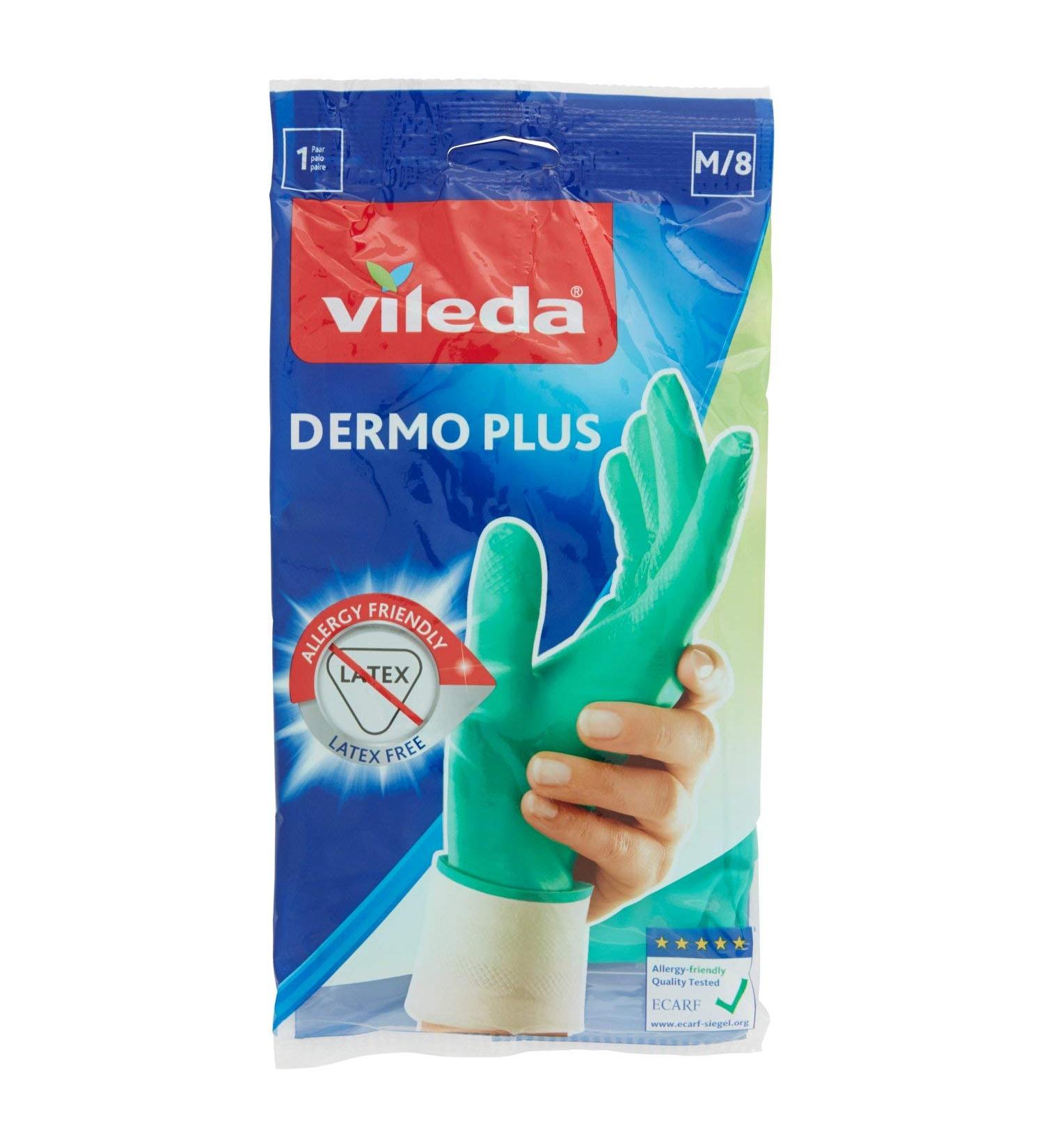 Vileda Dermo Plus Soft & Gentle Latex-Free Rubber Gloves - Size M - 1 Pair | International Shipping Available - Buy Online on SooperMarket.com