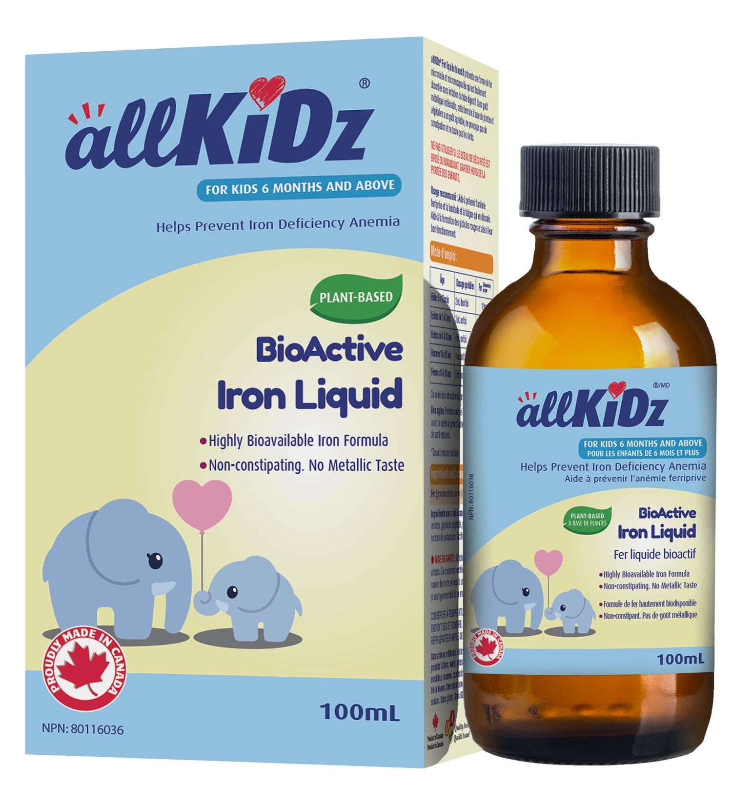 allKiDz BioActive Iron Liquid for Toddler Kids Children Liposomal Iron Supplement for Anemia Great Tasting High Absorption Vegan Plant-based No Sugar 100 Milliliter - Buy Online on SooperMarket.com