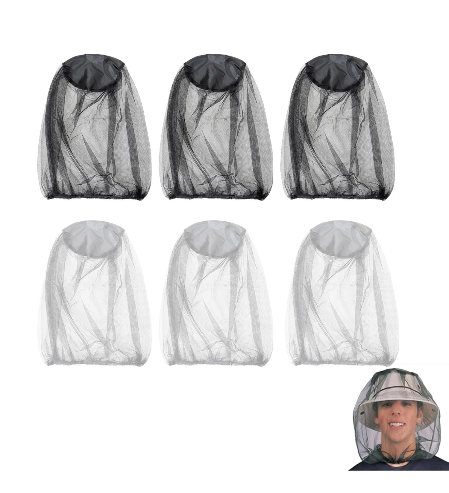 DOKLY 6 Pack Mosquito Head Net (Large Size) Black Head Net Mesh Face Neck Netting from Insect Bug Bee Mosquito Gnats for Outdoor Fishing Hiking Gardening(Black + Grey) - Buy Online on SooperMarket.com
