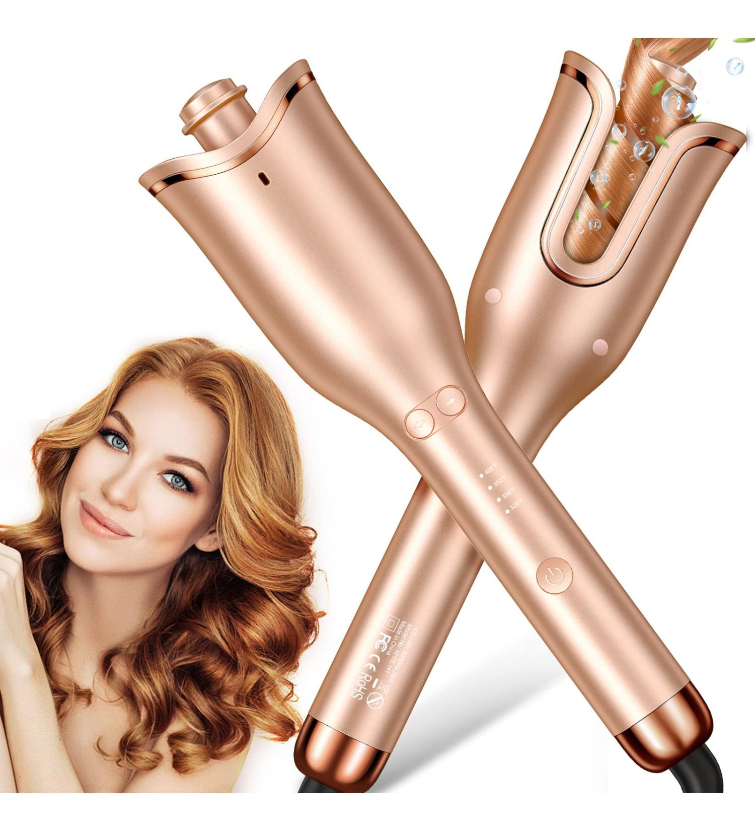 Automatic Curling Iron - Professional Hair Curler with 1 Large Slot 4 Temps 3 Timer Settings - Dual Voltage & Anti-Tangle for Perfect Curls - Buy Online on SooperMarket.com