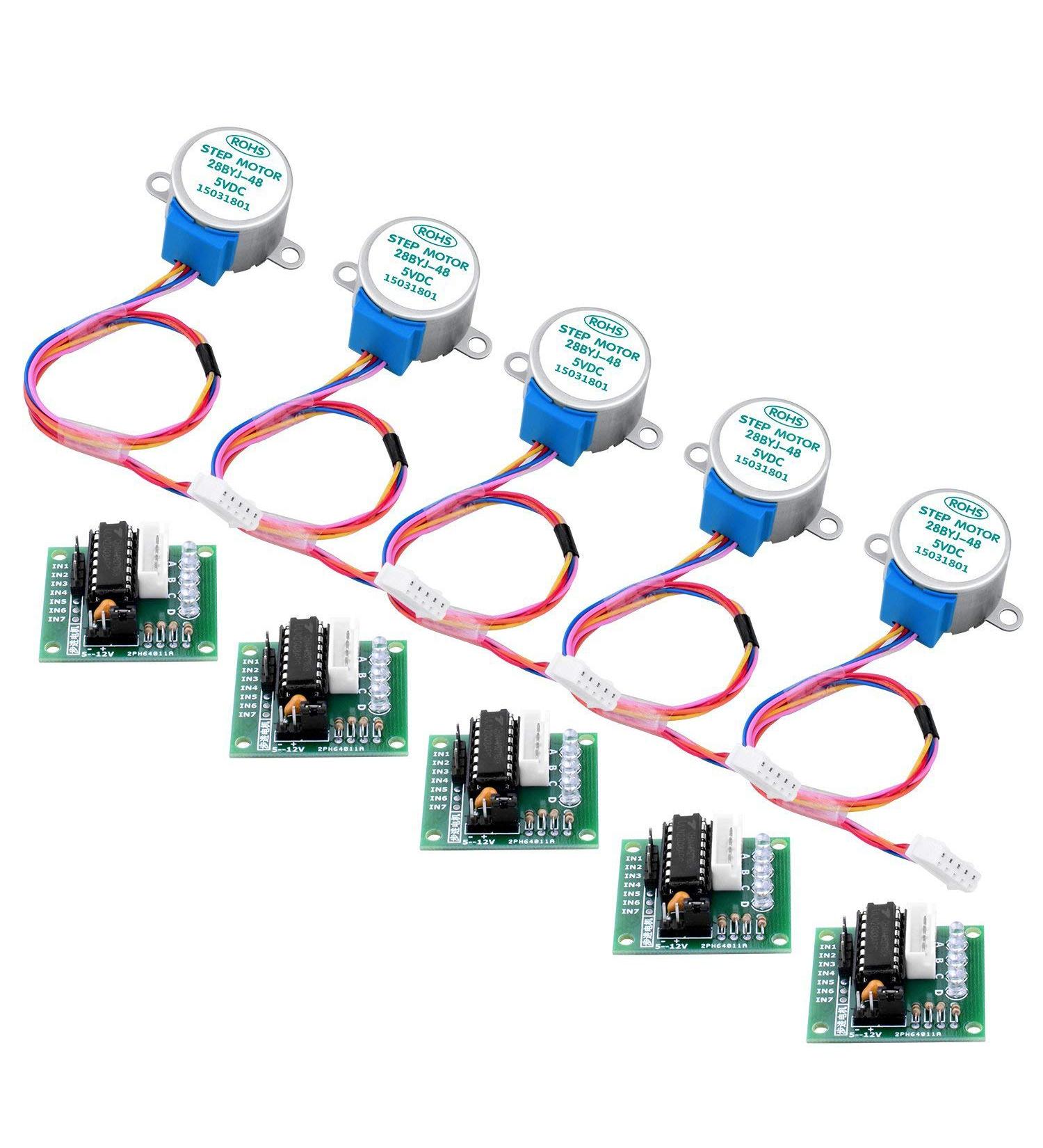 Longruner 5X Geared Stepper Motor 28BYJ-48 with ULN2003 Driver Board for ArduinoIDE - Buy Online on SooperMarket.com