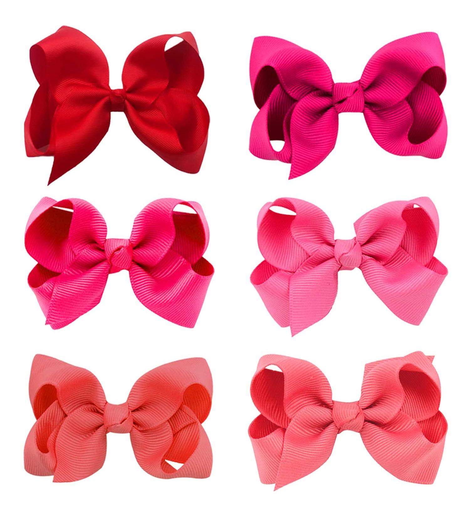 6Pcs Ribbon Hair Bow Clips Barrettes - 3 inch Ponytail Holder Bow with Duckbill Clip for Girls & Women (6 colors) - Buy Online on SooperMarket.com