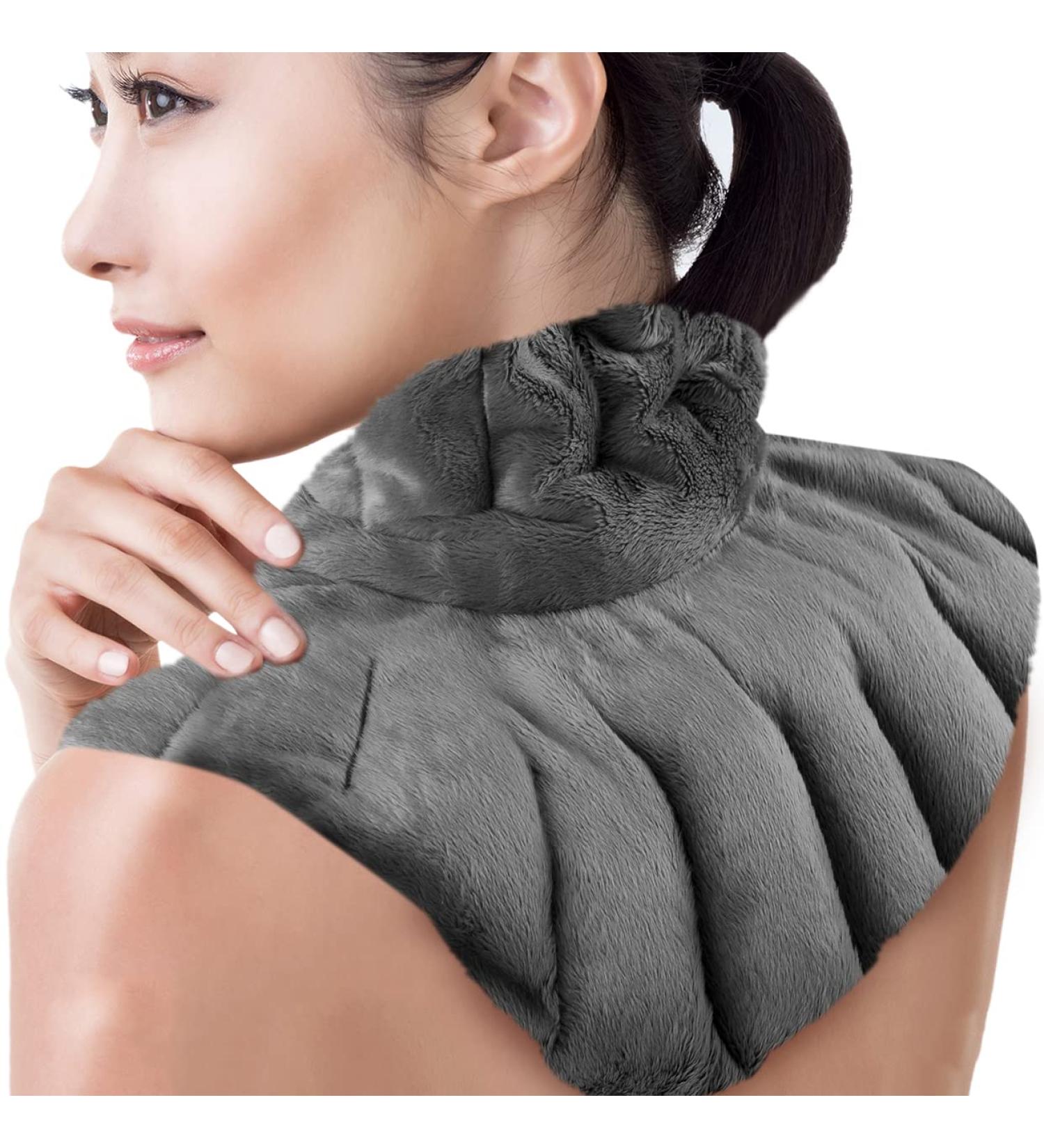 Heating Pad for Neck and Shoulders | Microwavable Weighted Heat Therapy Wrap with Aromatherapy Herbs | Hot/Cold Pack for Pain Relief - Grey - Buy Online on SooperMarket.com