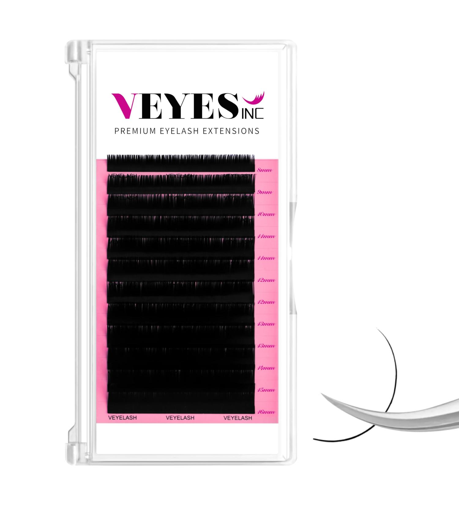 VEYES Classic Individual Lash Extensions 0.03-0.20 C/CC/D Curl 8-20mm Mixed & Single Length Volume Eyelashes Tray Matte Black Professional Supplies for Lash Techs (0.03 C 16mm) - Buy Online on SooperMarket.com