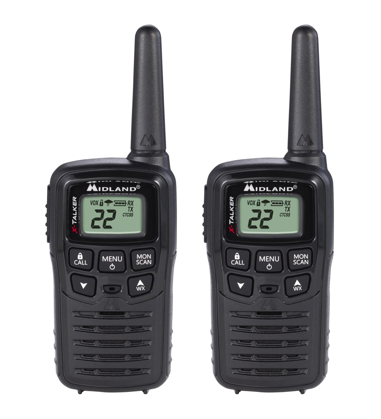 Midland T10 X-TALKER Two Way Radios - 22 Channel FRS Walkie Talkies with Extended Range, 38 Privacy Codes & NOAA Weather Alert - Black (2 Pack) - Buy Online on SooperMarket.com