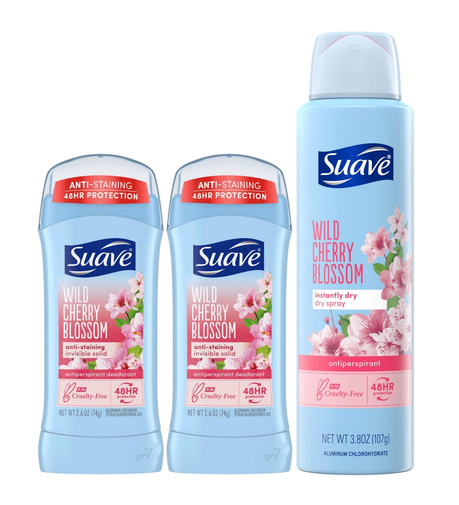 Suave Women s Deodorant Bundle - Wild Cherry Blossom 2-Pack | Invisible Solid & Dry Spray | 48H Antiperspirant Protection - Buy Online on SooperMarket.com
