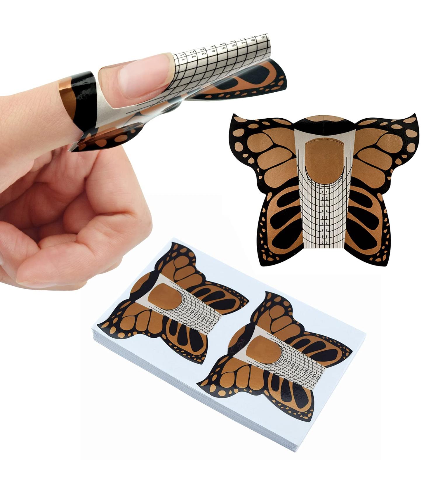 100pcs Pro Butterfly Square Nail Forms for C Curve Acrylic UV Gel Nails - Nail Extension Tool for Builder Nails - Nail Art Stickers Dispenser - HJ-NTF038 - Buy Online on SooperMarket.com