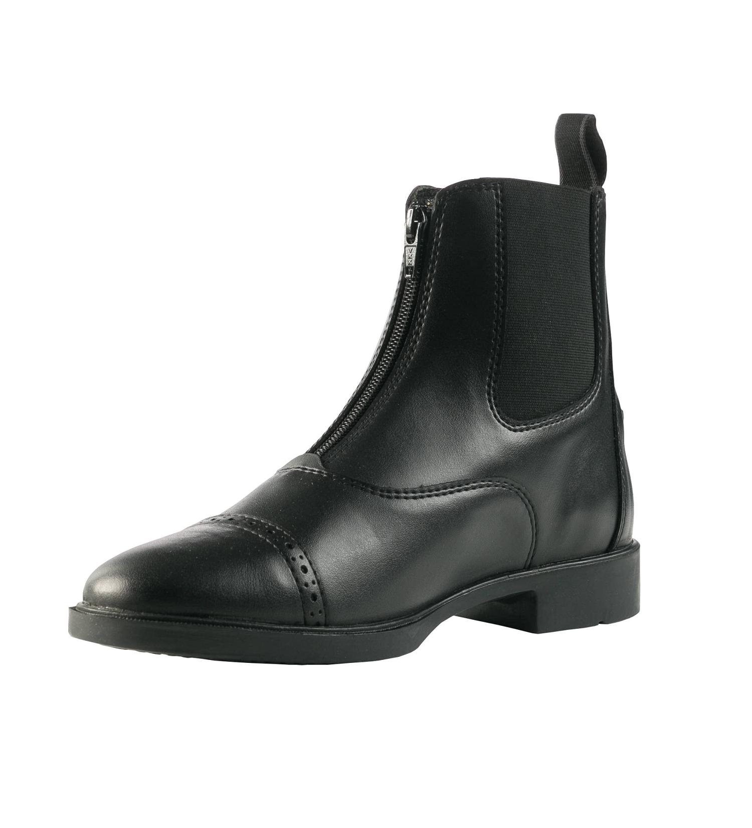 HORZE Wexford Kids Unisex Equestrian Synthetic Leather Zip-Up Schooling Paddock Boots Black 6.5