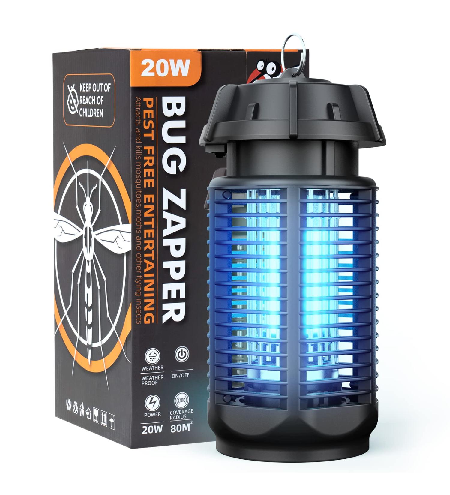 Meilen 20W/4000v Electric Bug Zapper - Portable Mosquito Killer Lamp for Indoor & Outdoor - Waterproof Fly Trap Insect Killer - Home, Backyard, Camp Site & Garden - Black - Buy Online on SooperMarket.com