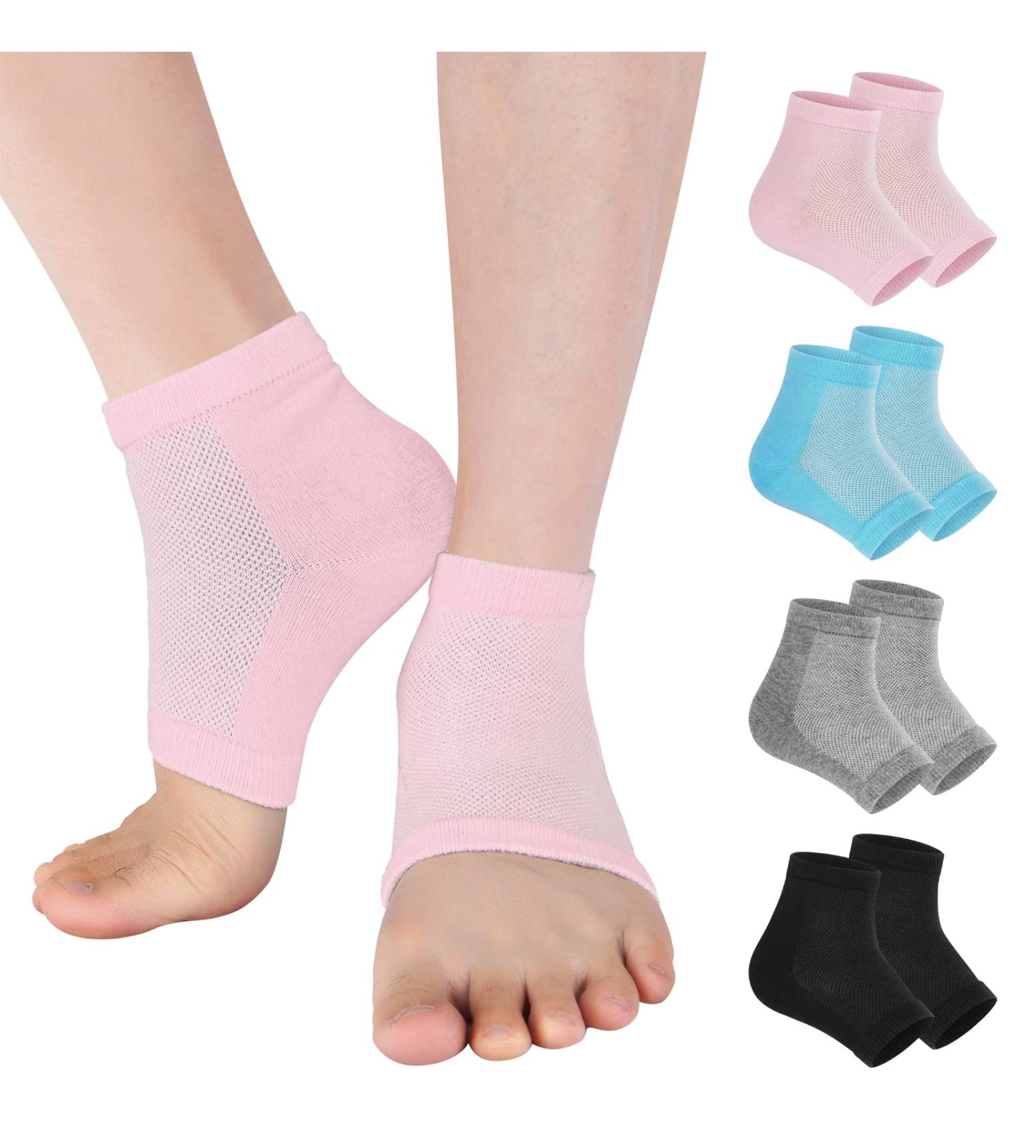 Vaincre Cracked Heel Repair Socks - 4 Pairs for Dry Cracked Feet - Gel Treatment - Spa Moisture - Overnight Heel Care (Regular, Multi-color) - Buy Online on SooperMarket.com