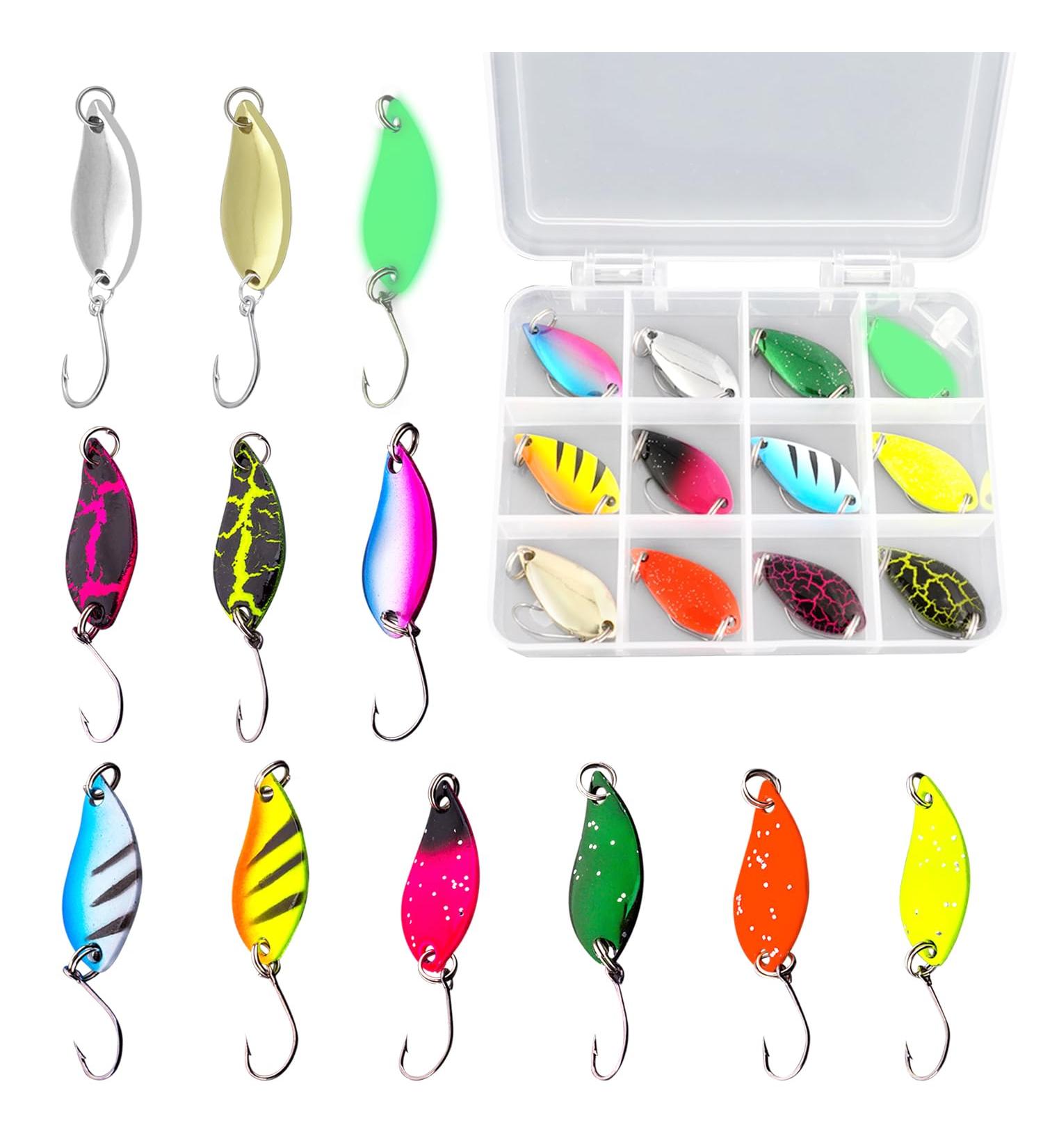 12-Piece Trout Spoon Set | Realistic Trout Bait & Spinner for Pike Zander Perch | Complete Fishing Set with Spoon Box - Buy Online on SooperMarket.com