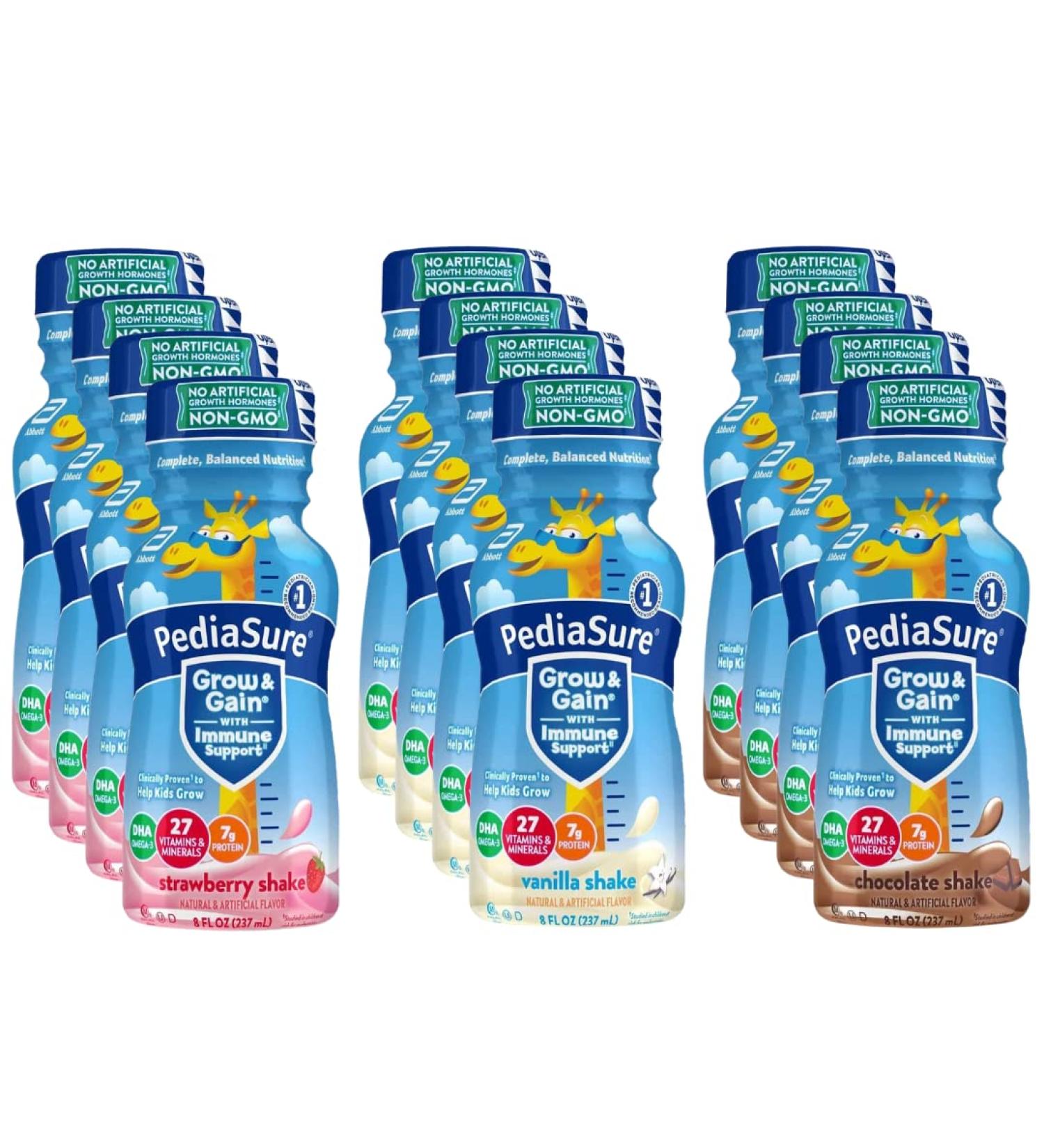 PediaSure Grow & Gain Immune Support Shake Variety Sampler Pack by Obanic - 12-Pack 8 Fl Oz Bottles - Buy Online on SooperMarket.com