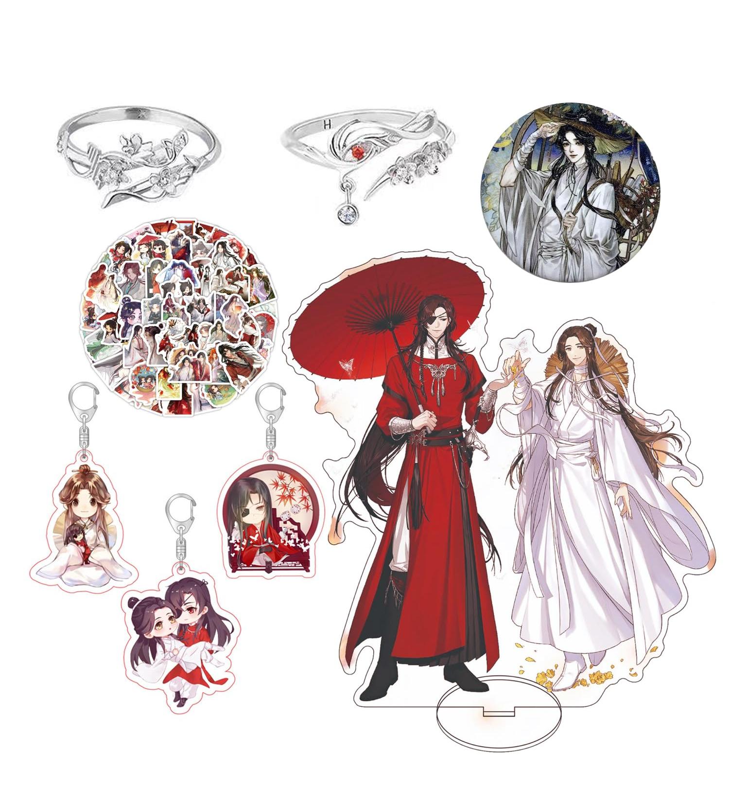 Heaven Official's Blessing Cosplay Set - 17-Piece Hua Cheng & Xie Lian Accessories | Keychains Brooches Stickers - Buy Online on SooperMarket.com