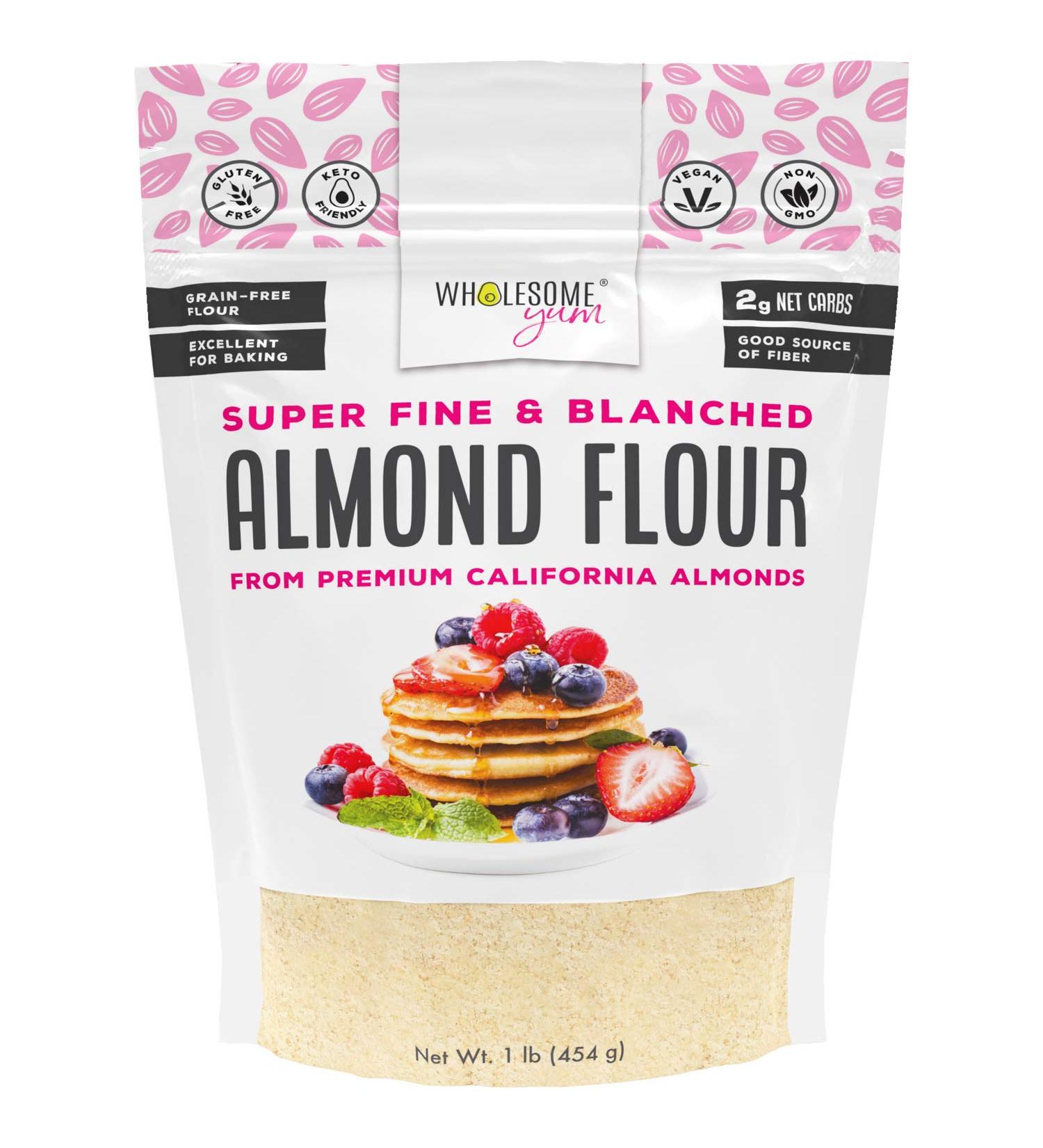 Wholesome Yum Premium Almond Flour (16 oz) - Gluten Free, Non GMO, Keto Friendly - Fine Ground Blanched Almond Flour Substitute for Low Carb Baking - Buy Online on SooperMarket.com