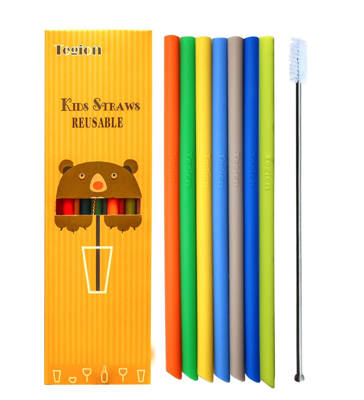 Tegion Reusable Boys Silicone Straws for First Years Take & Toss Cup - 10oz Tumbler-Compatible, Spill-Proof, Short Size - Buy Online on SooperMarket.com