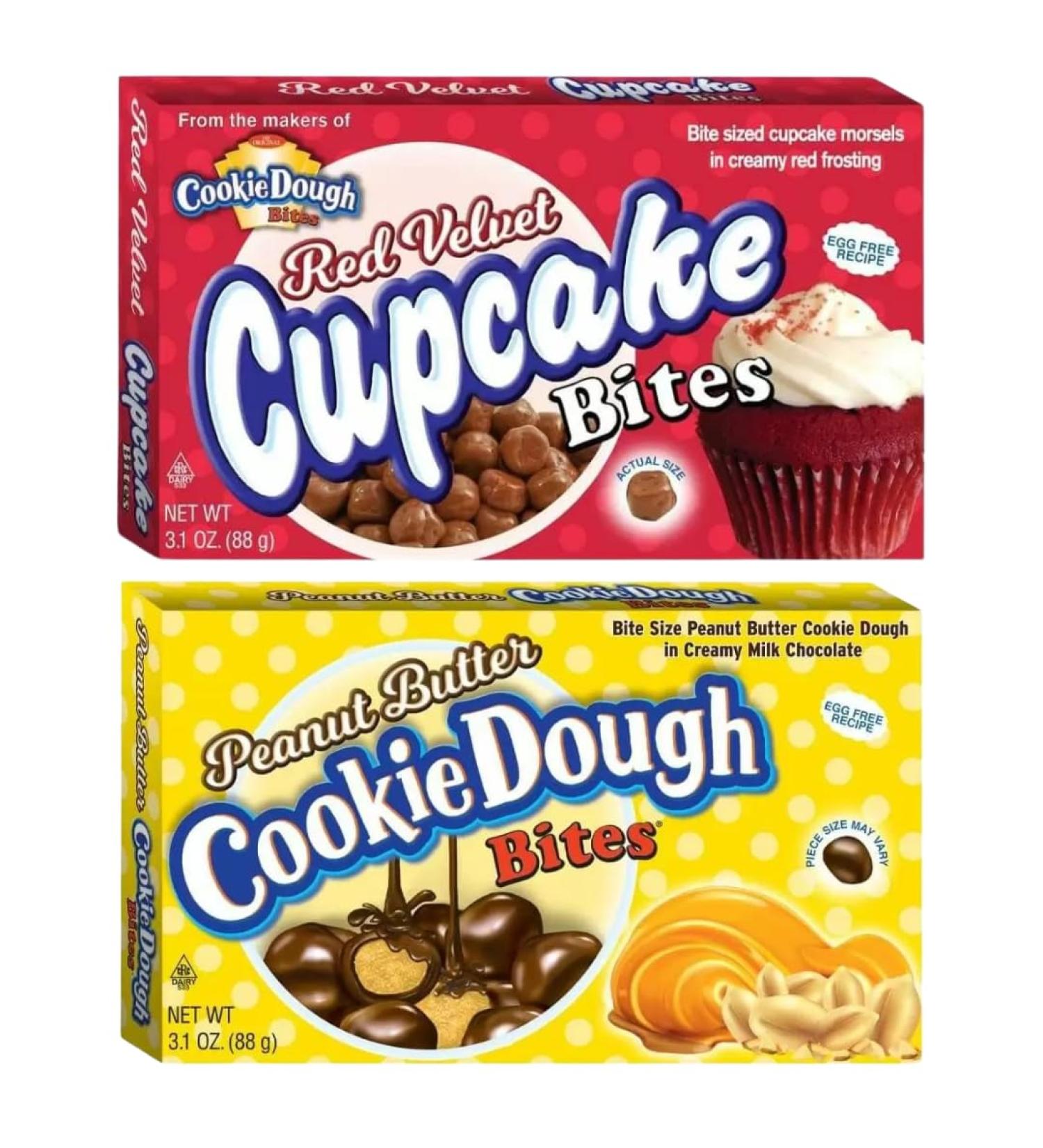 Dough Bites Bundle With Cookie Dough Bites Red Velvet Cupcake Bites 88g and Dough Bites Peanut Butter 88g (2 Pack)