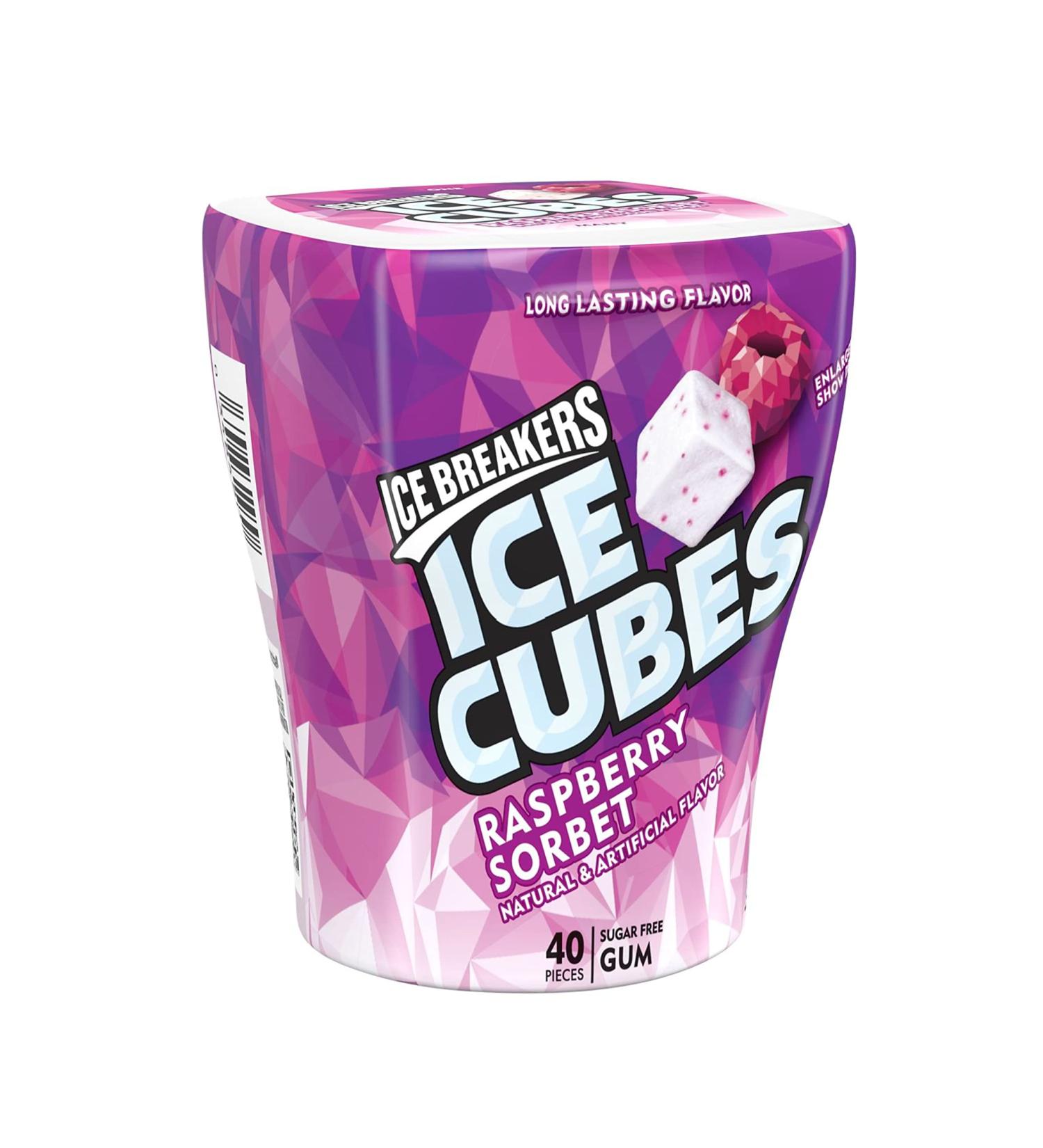ICE BREAKERS Ice Cubes Sugar Free Gum Raspberry Sorbet 40 Piece