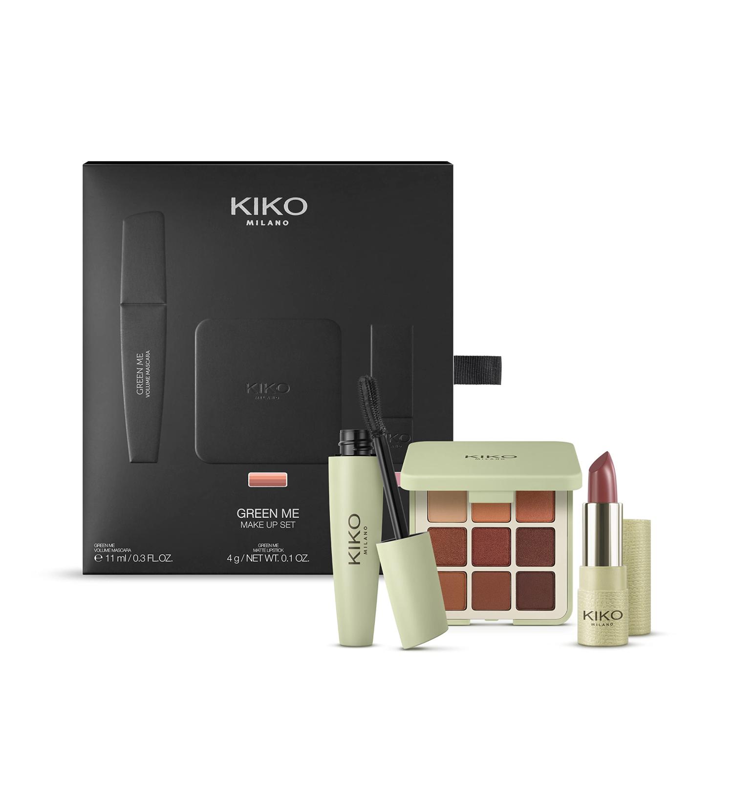 KIKO Milano Green Me Make-Up Set - Eye Palette, Volume-Enhancing Mascara & Matte Lipstick - Buy Online on SooperMarket.com