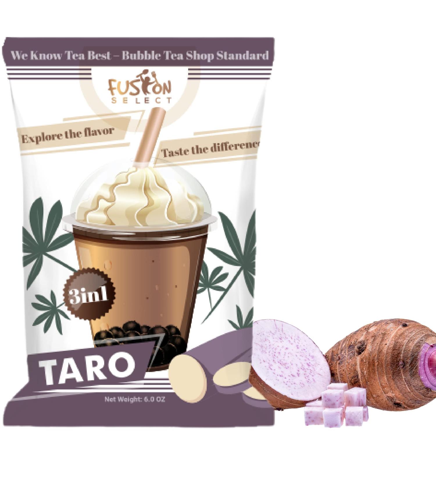 Fusion Select Taro Bubble Tea Mix - 3-in-1 Flavored Drink Powder with Cream & Sugar - 6 oz. Pack from Taiwan - Buy Online on SooperMarket.com