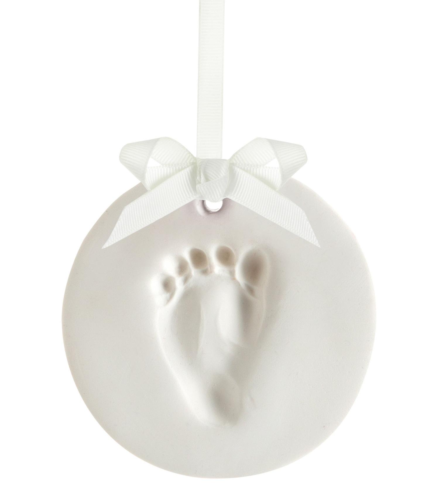 Tiny Ideas Baby Handprint/Footprint Ornament Kit - Holiday Gift/Nursery D cor - Creative Baby Gift & Registry Addition - Stocking Stuffer/Christmas Idea - White Ornament - Buy Online on SooperMarket.com